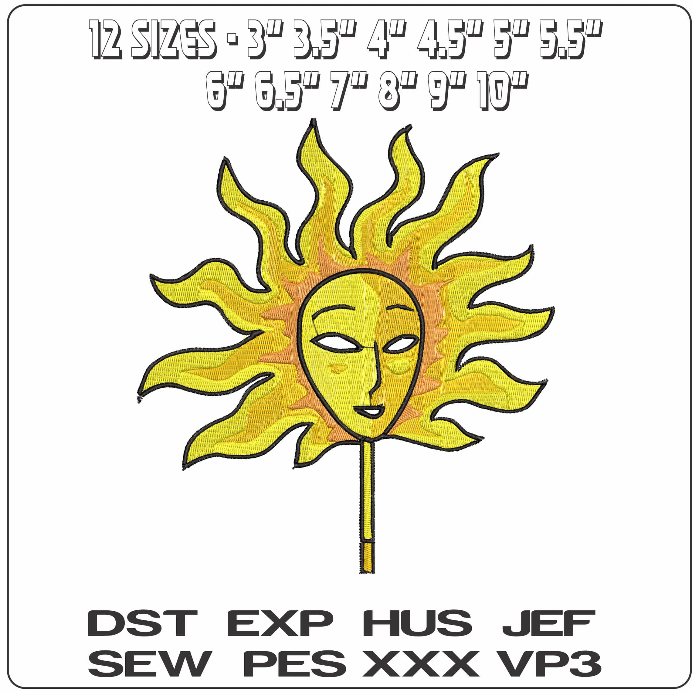 Sun Mask  - Elegant embroidery design file-instant download — view 2