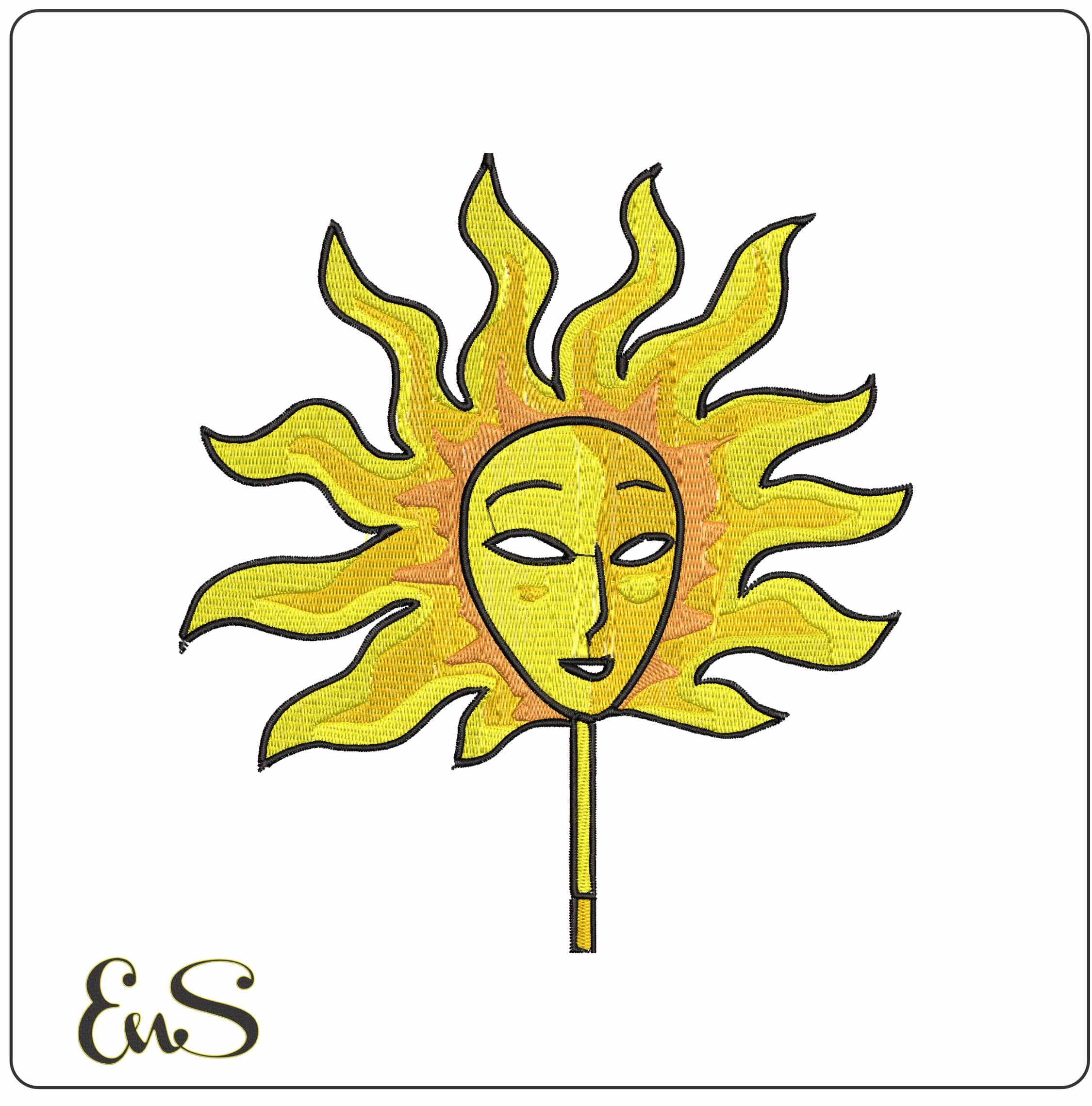 Sun Mask  - Elegant embroidery design file-instant download