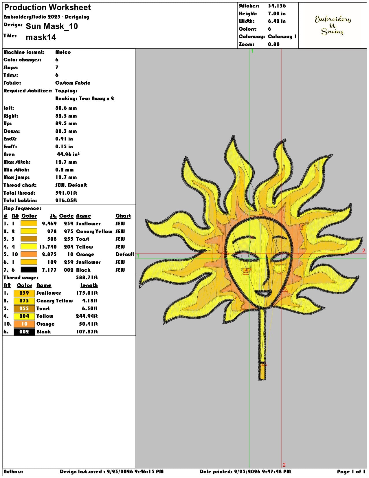 Sun Mask  - Elegant embroidery design file-instant download — view 3
