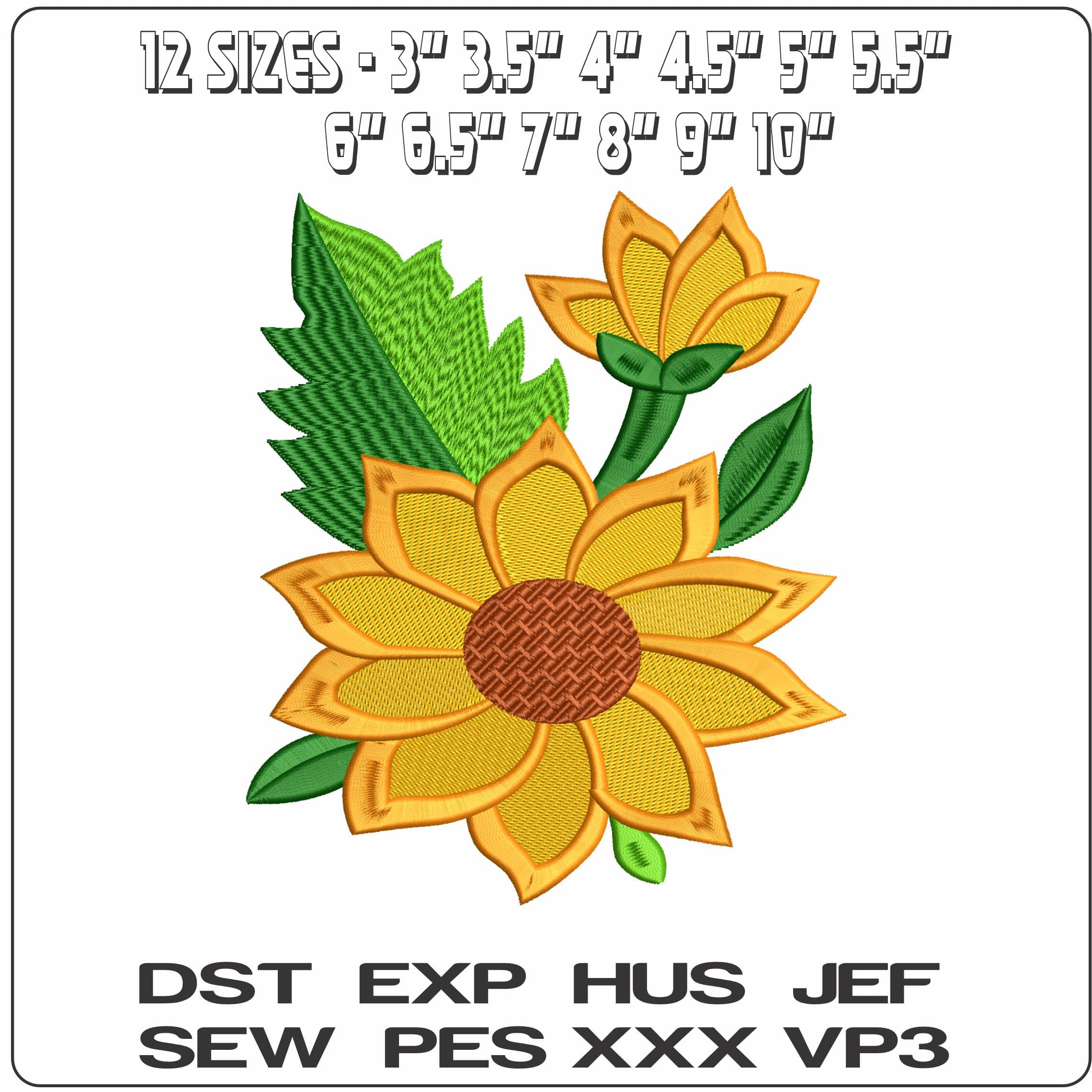 Sunflower  - Elegant embroidery design file-instant download — view 2