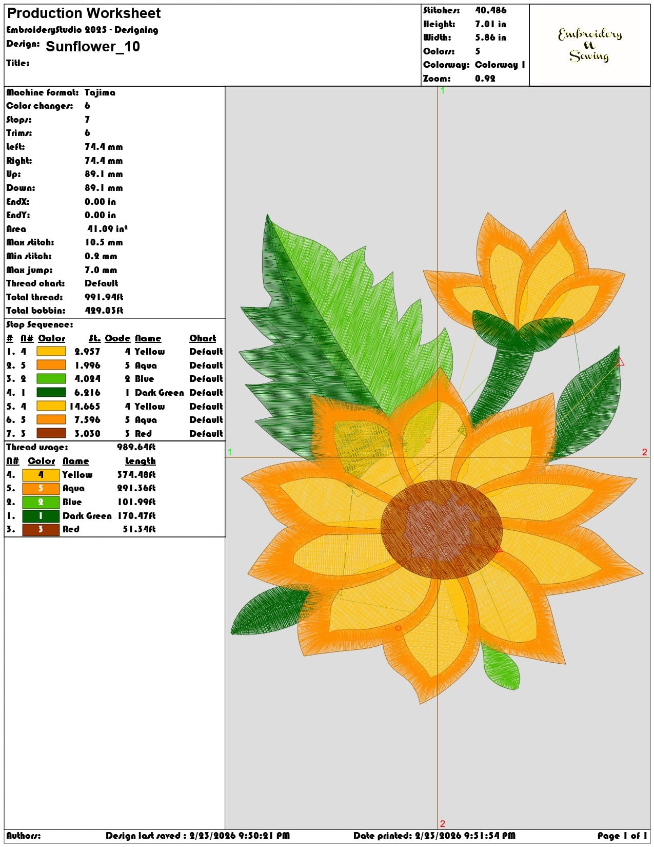 Sunflower  - Elegant embroidery design file-instant download — view 3