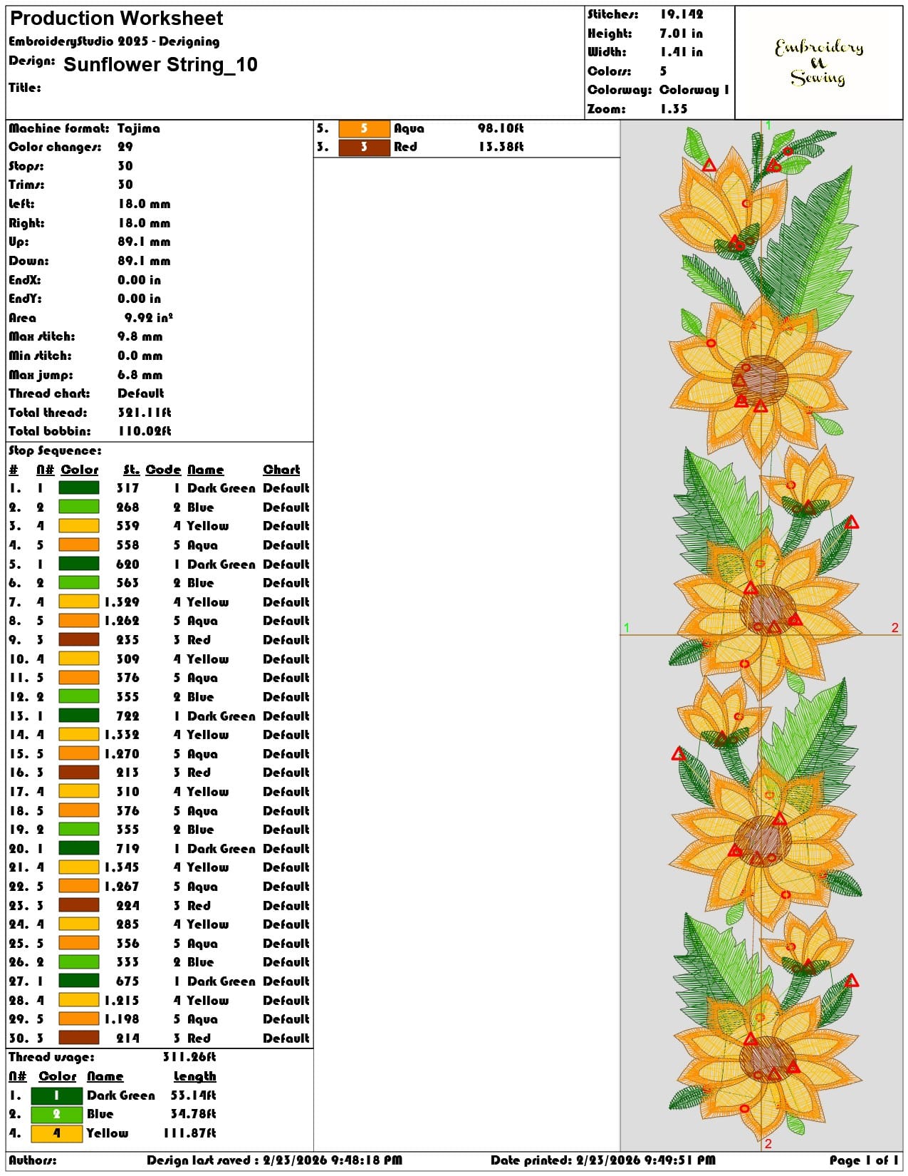 Sunflower String  - Elegant embroidery design file-instant download — view 3