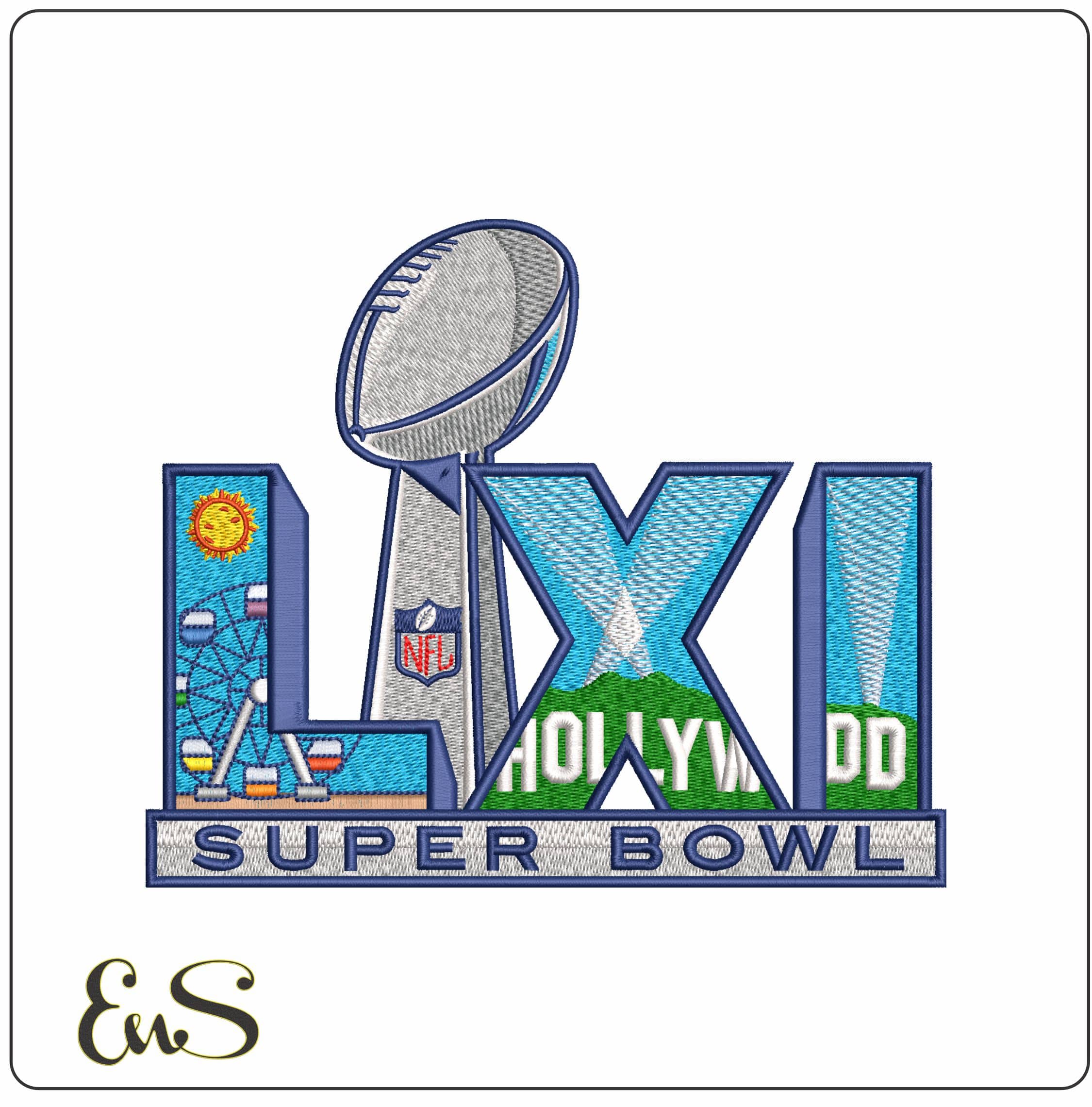 Superbowl LXI 2027  - Elegant embroidery design file-instant download