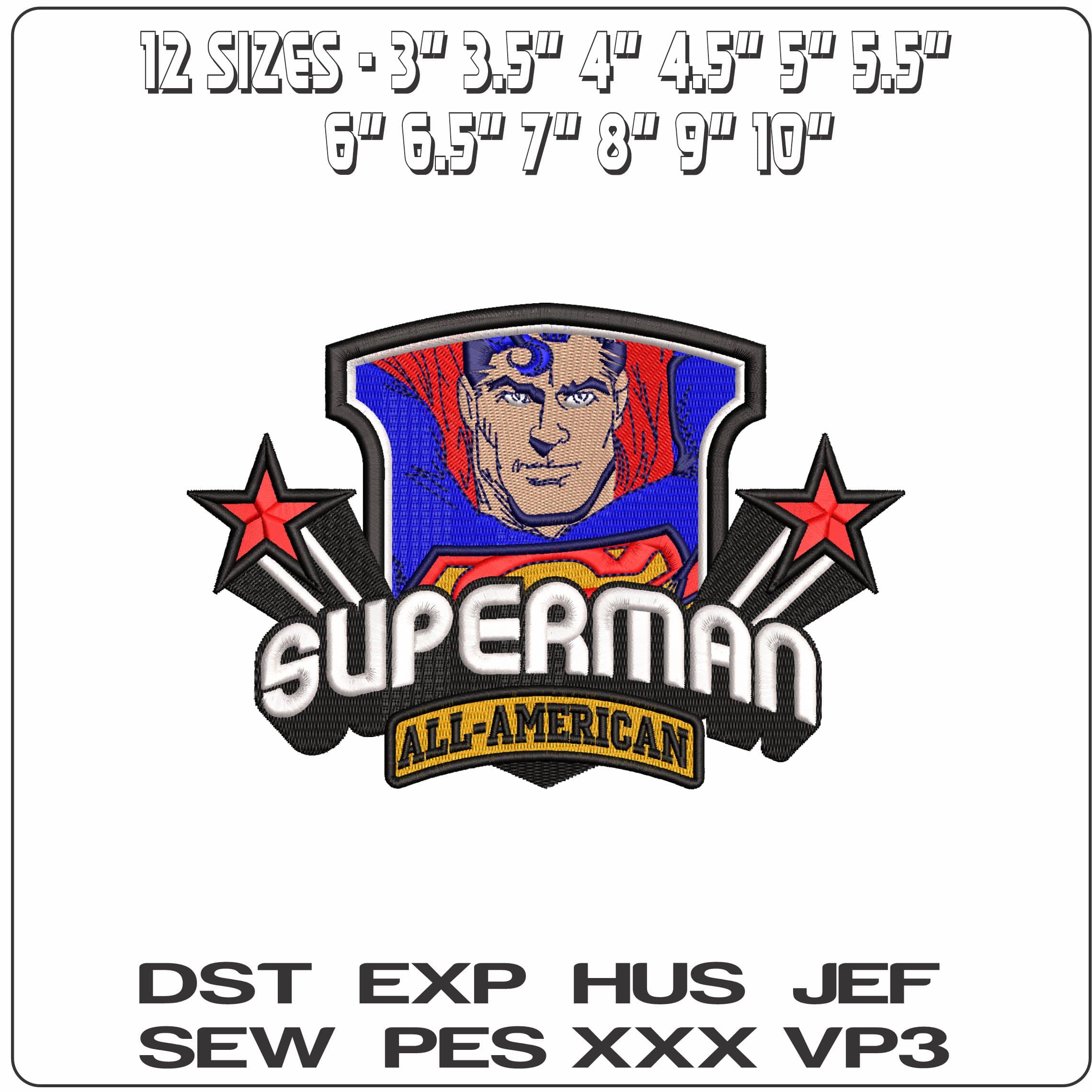 Superman All American DC Comic  - Elegant embroidery design file-instant download — view 2