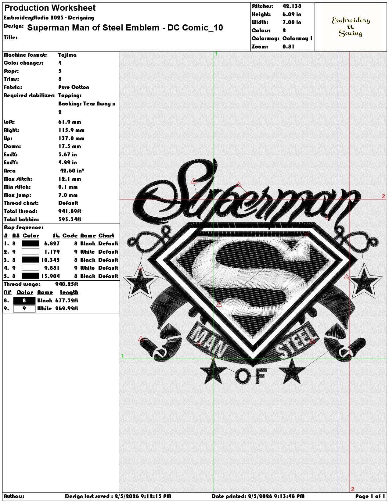 Superman Man of Steel Emblem DC Comic  - Elegant embroidery design file-instant download — view 3