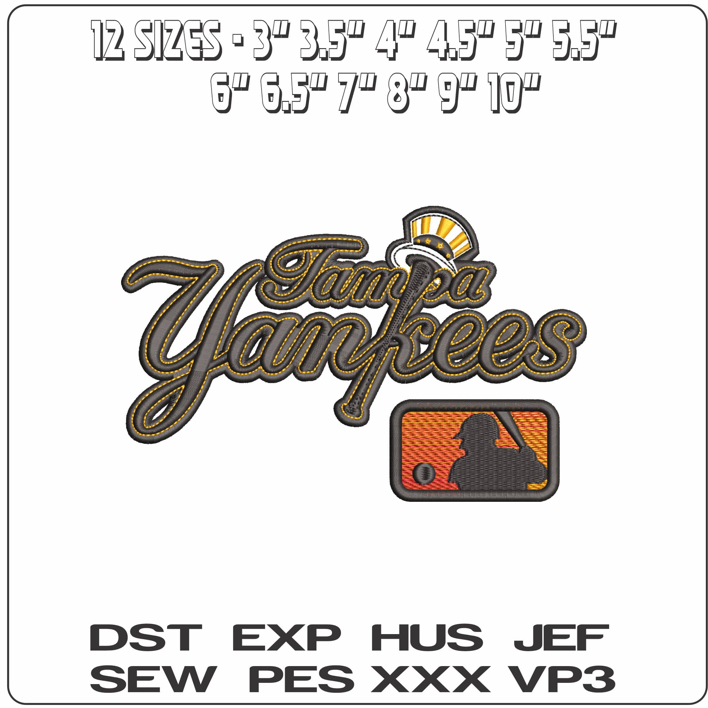 Tamp Yankees on Fire  - Elegant embroidery design file-instant download — view 2