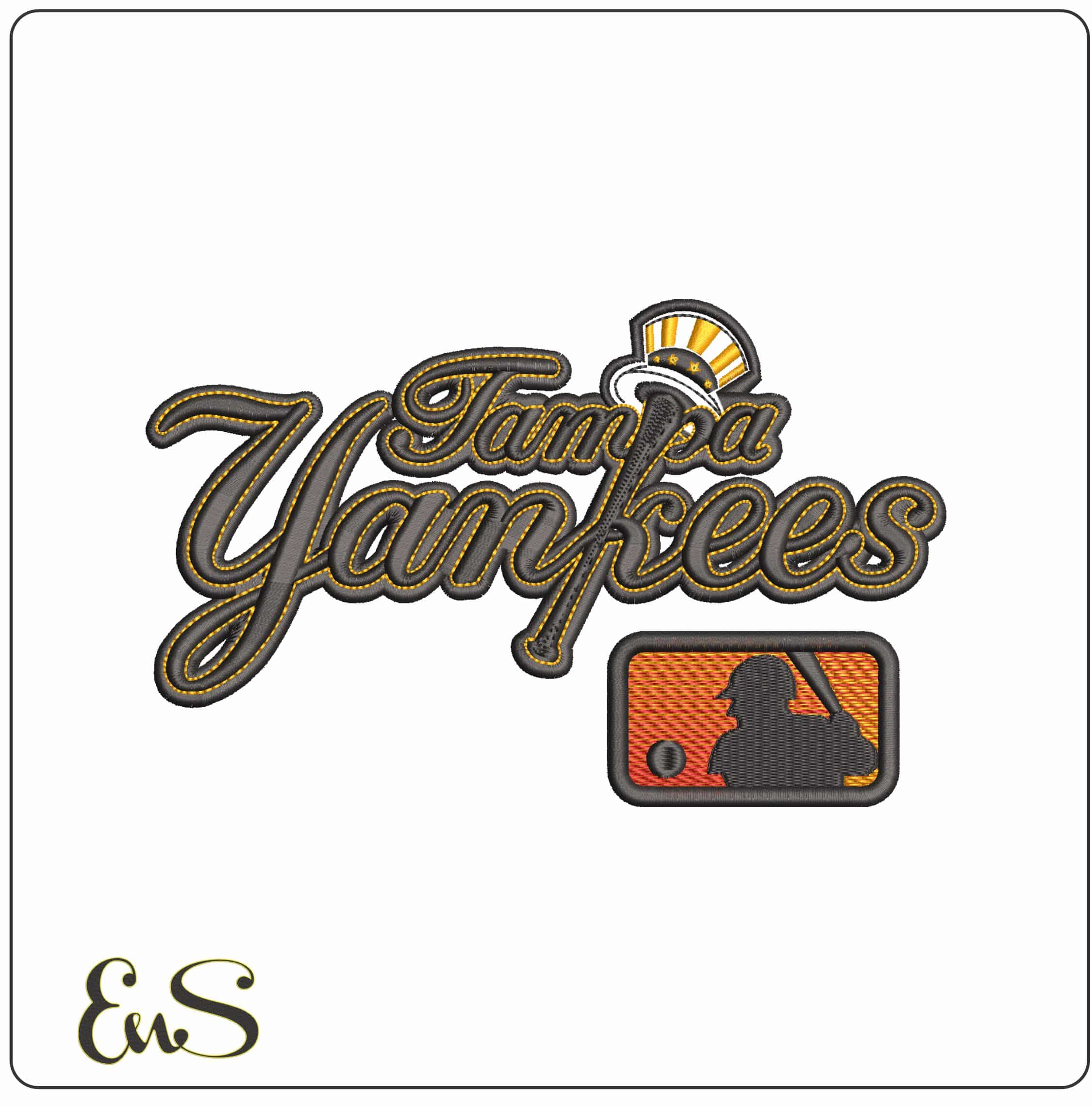 Tamp Yankees on Fire  - Elegant embroidery design file-instant download