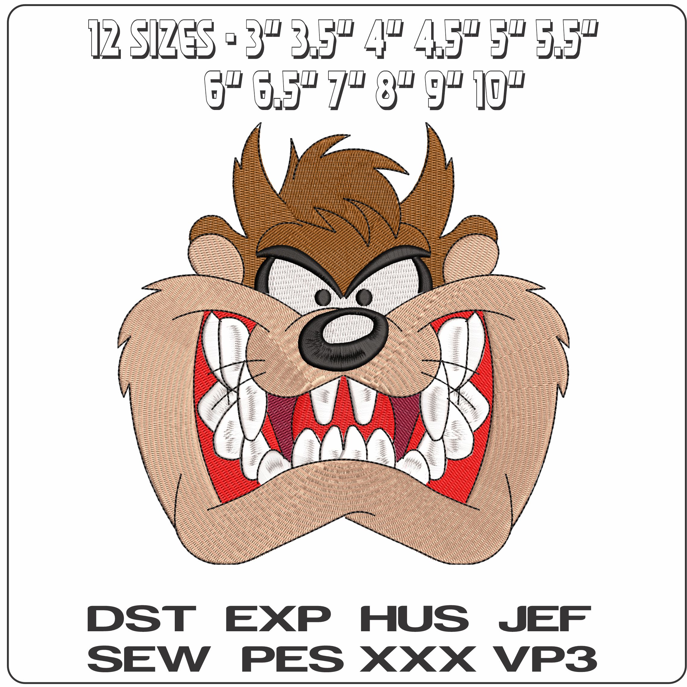 Taz Devil Face Looney Tunes  - Elegant embroidery design file-instant download — view 2