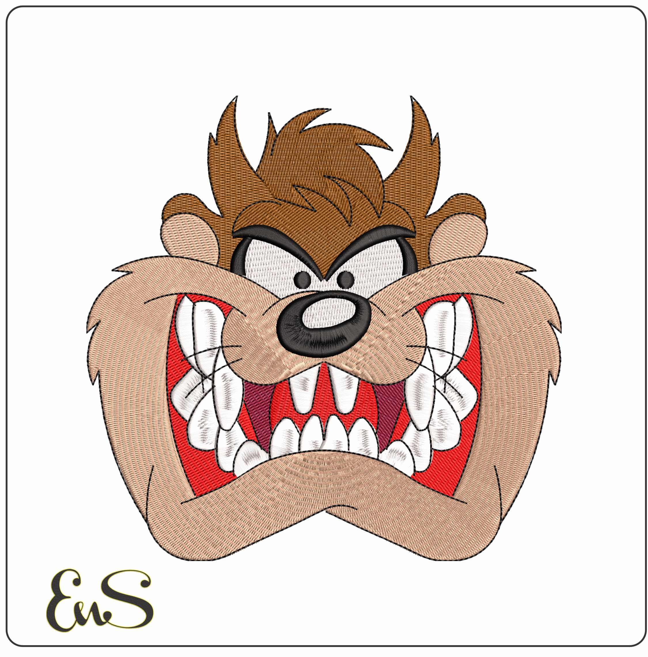 Taz Devil Face Looney Tunes  - Elegant embroidery design file-instant download
