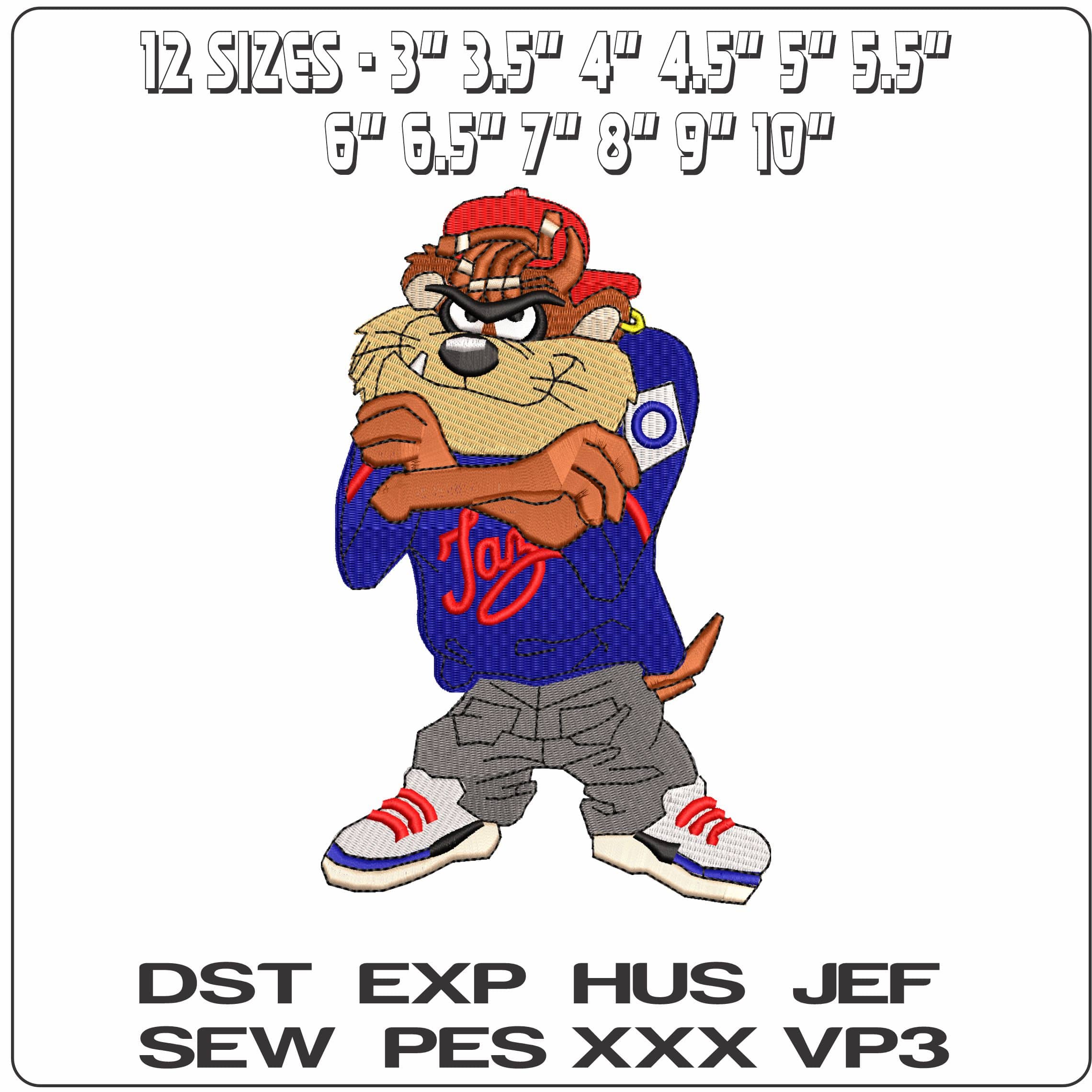 Taz in Baseball Outfits Looney Tunes  - Elegant embroidery design file-instant download — view 2
