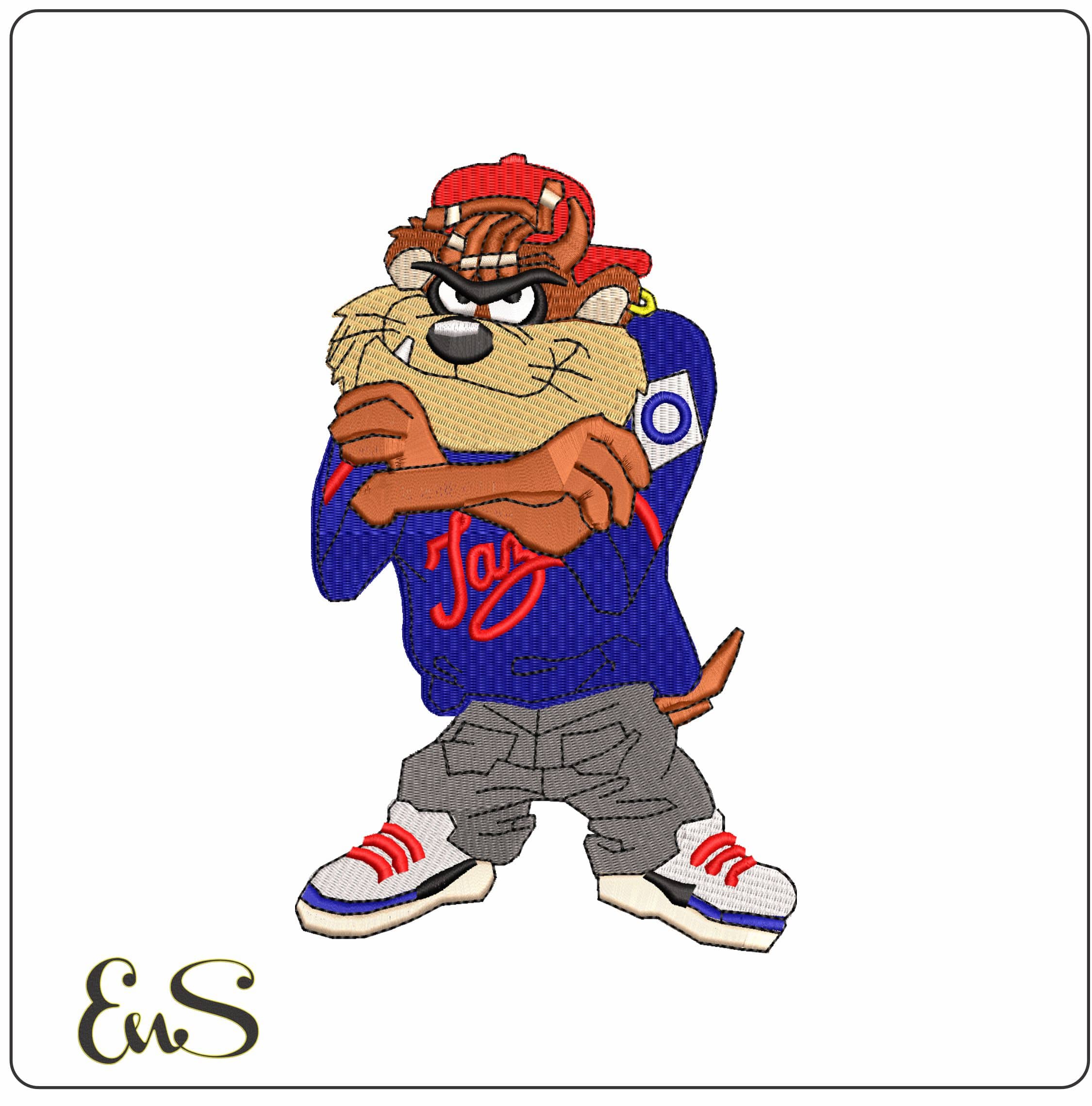 Taz in Baseball Outfits Looney Tunes  - Elegant embroidery design file-instant download