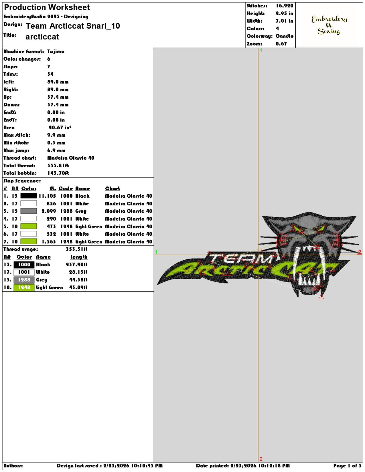 Team Arcticcat Snarl   - Elegant embroidery design file-instant download — view 3