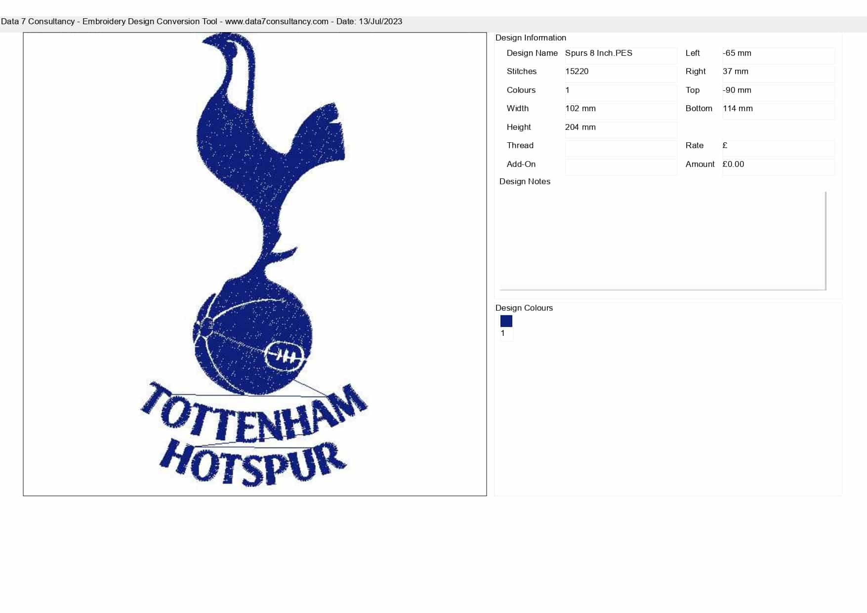 Spurs embroidery design - Tottenham design machine pattern Baby toddler embroidery file instant download in a frame — view 2