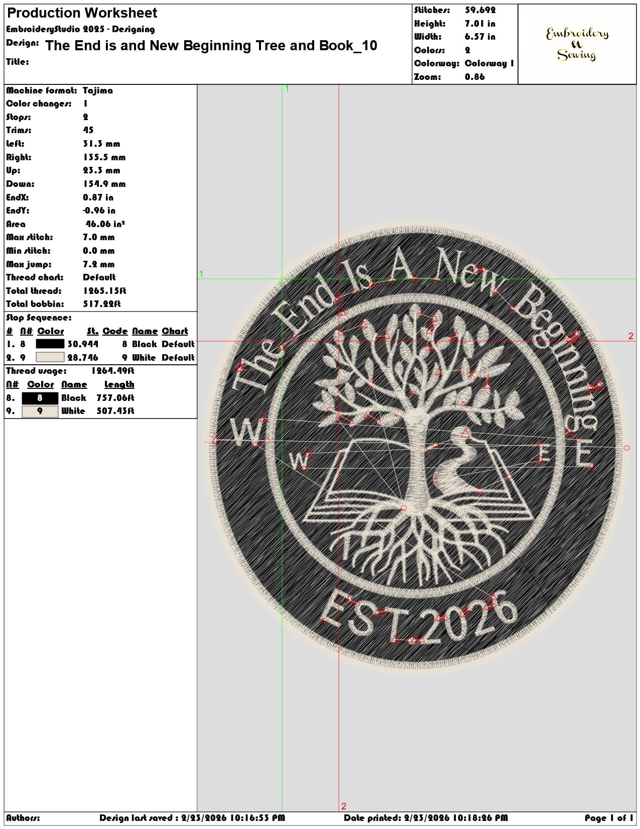 The End is and New Beginning Tree and Book   - Elegant embroidery design file-instant download — view 3