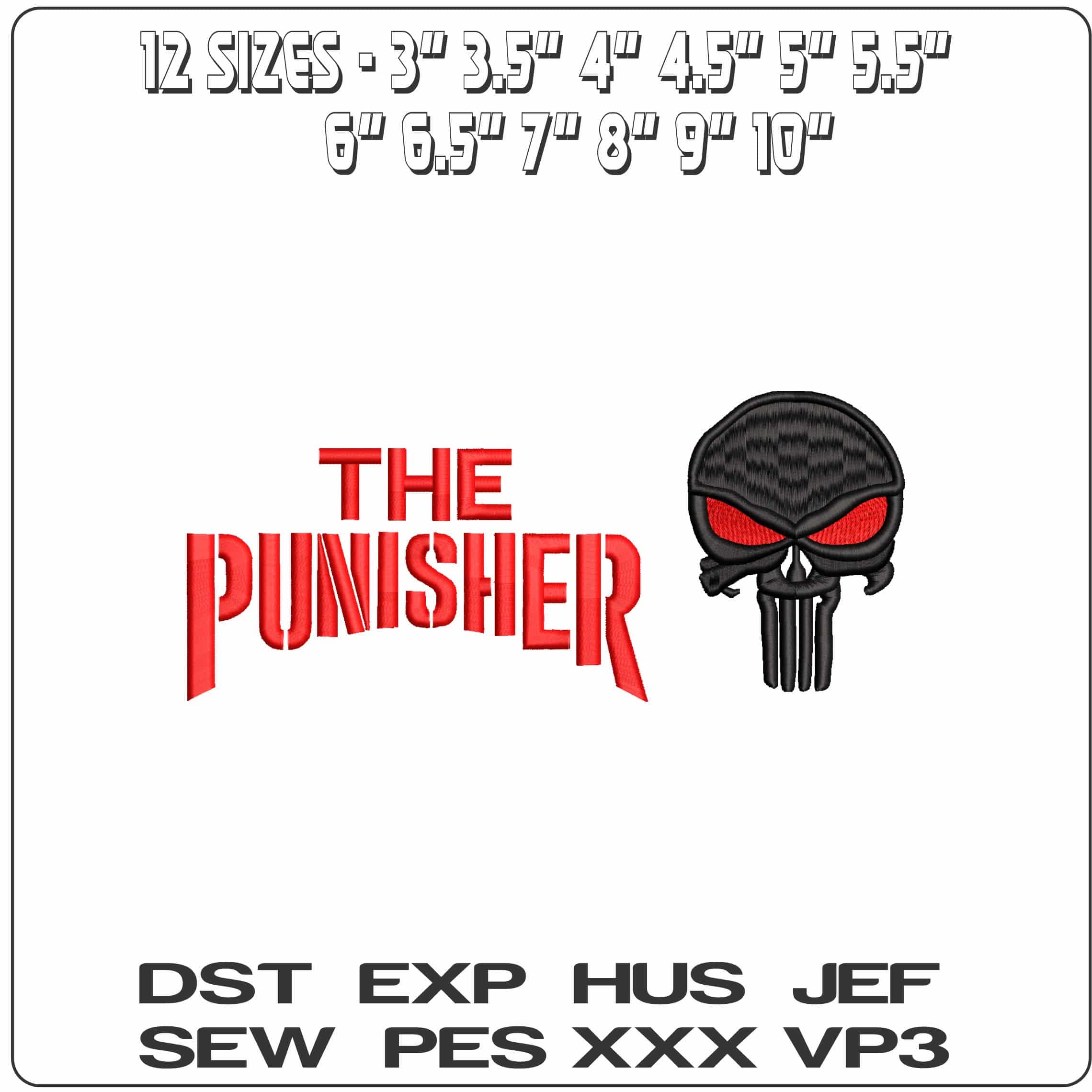 The Punisher Logo and Skull  - Elegant embroidery design file-instant download — view 2