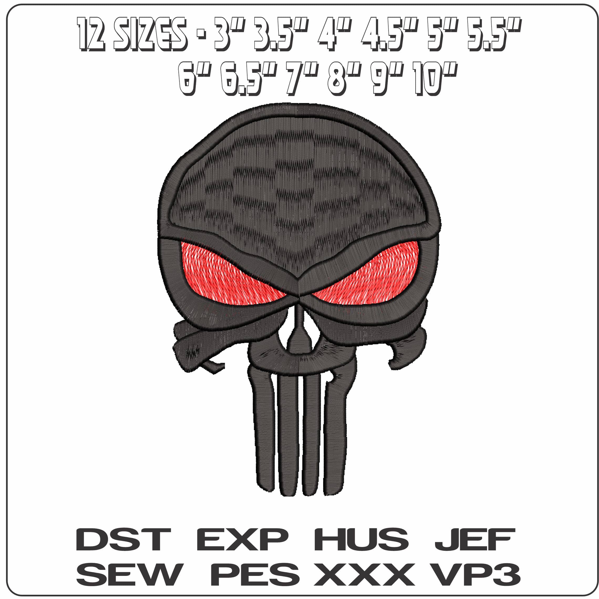 The Punisher Skull  - Elegant embroidery design file-instant download — view 2