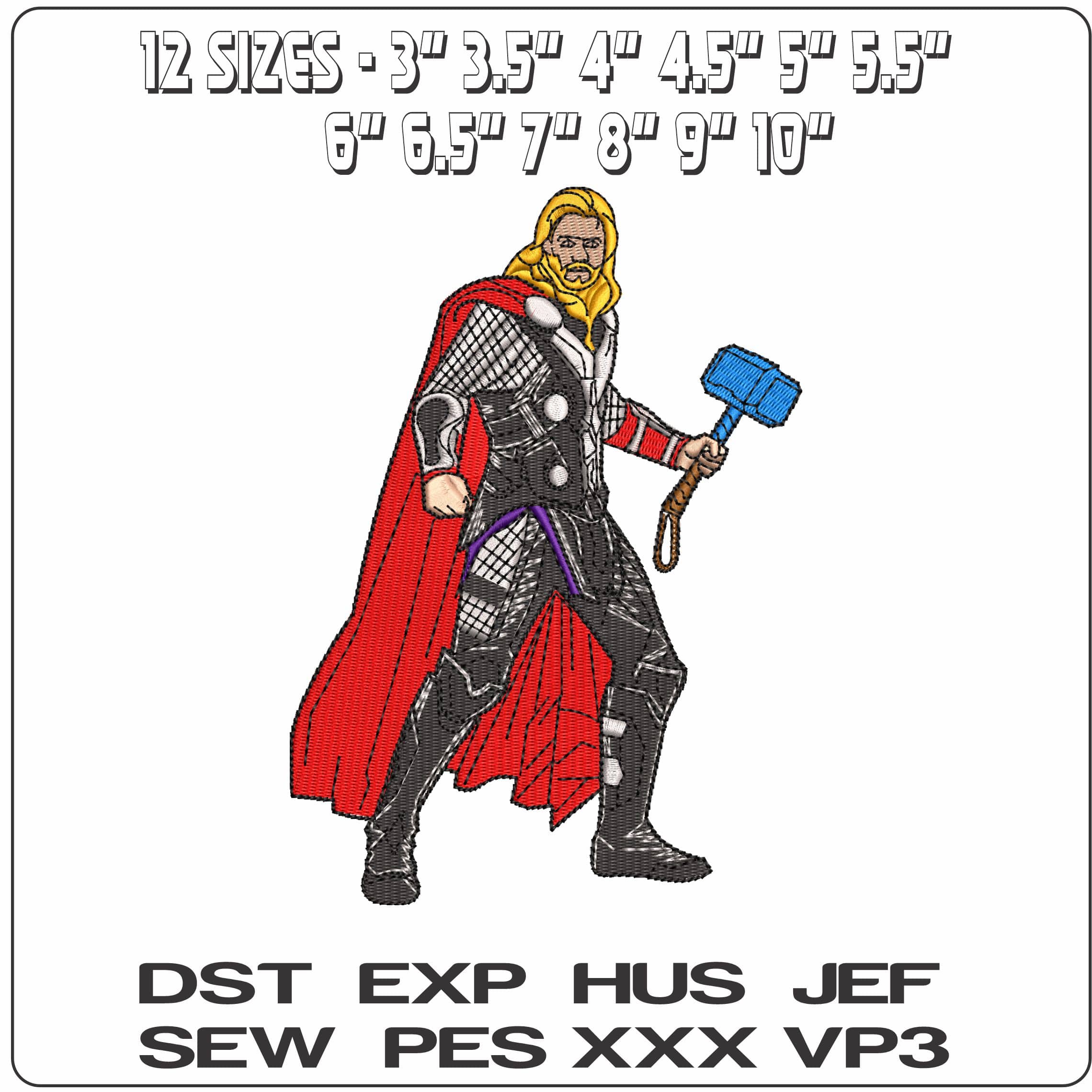Thor with Hammer  - Elegant embroidery design file-instant download — view 2