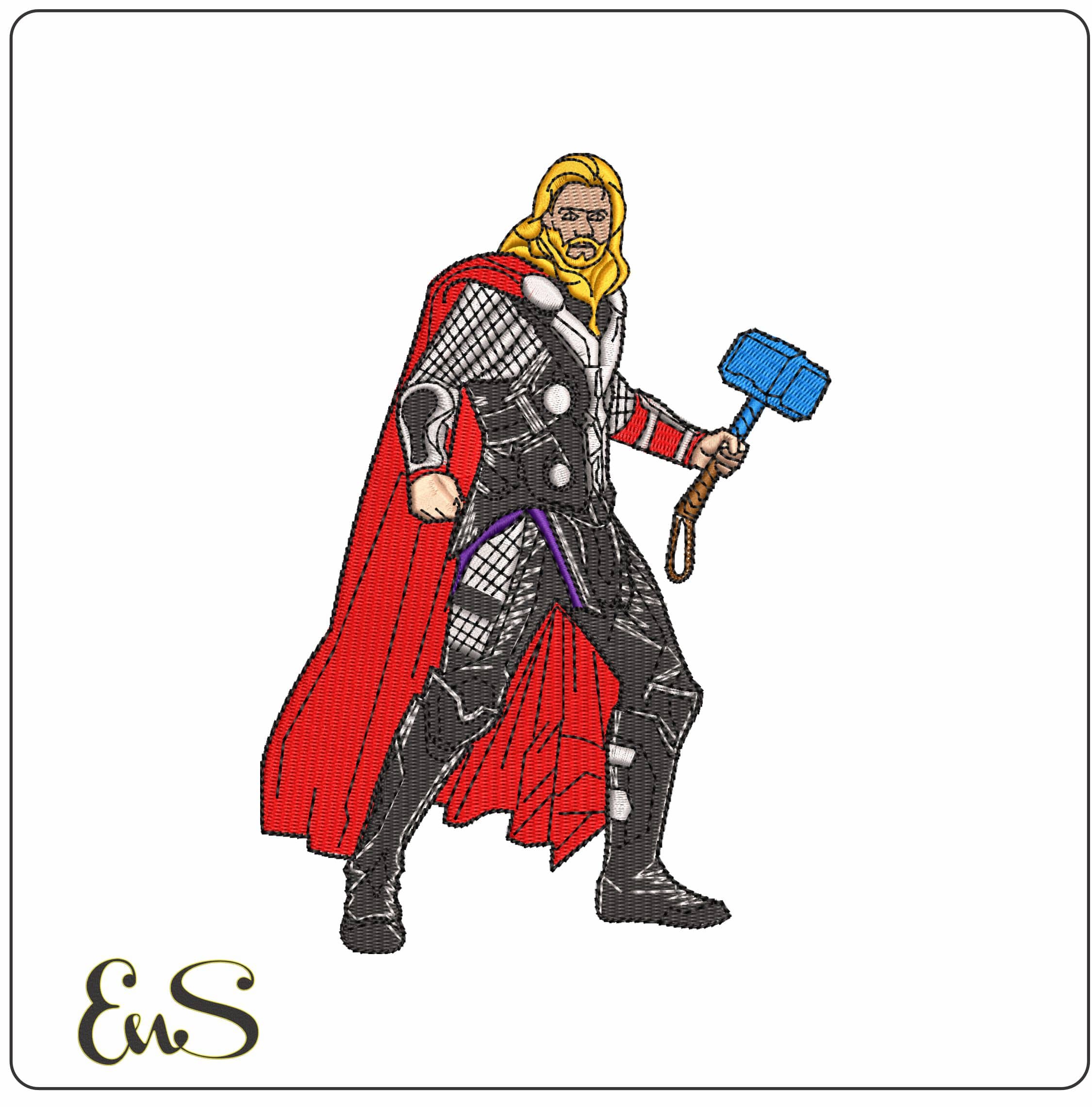 Thor with Hammer  - Elegant embroidery design file-instant download