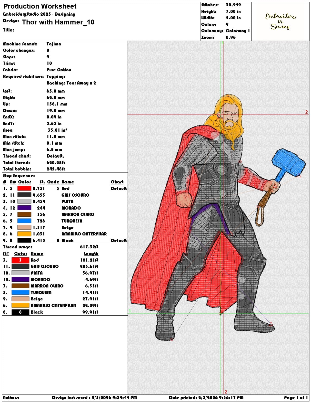 Thor with Hammer  - Elegant embroidery design file-instant download — view 3