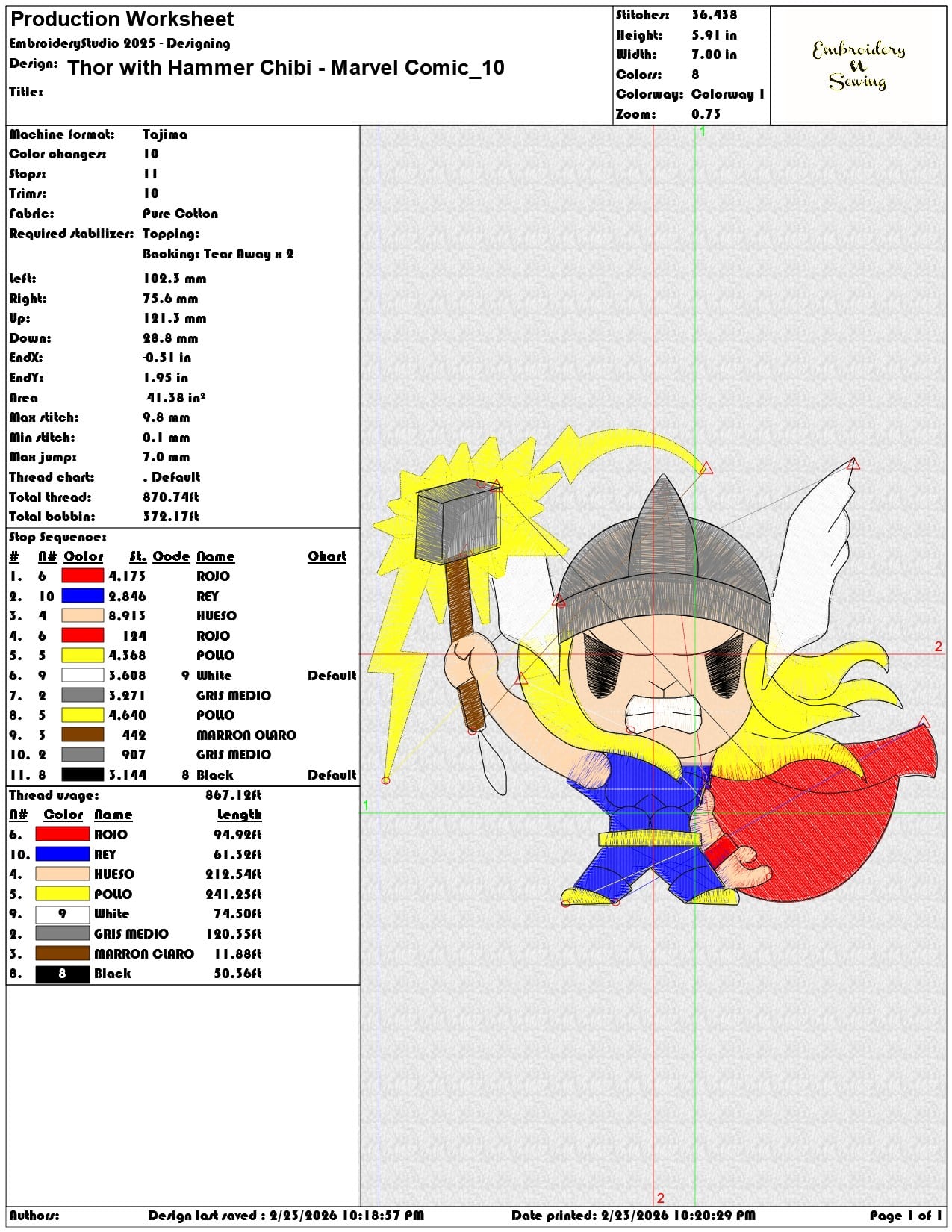 Thor with Hammer Chibi Marvel Comic  - Elegant embroidery design file-instant download — view 3