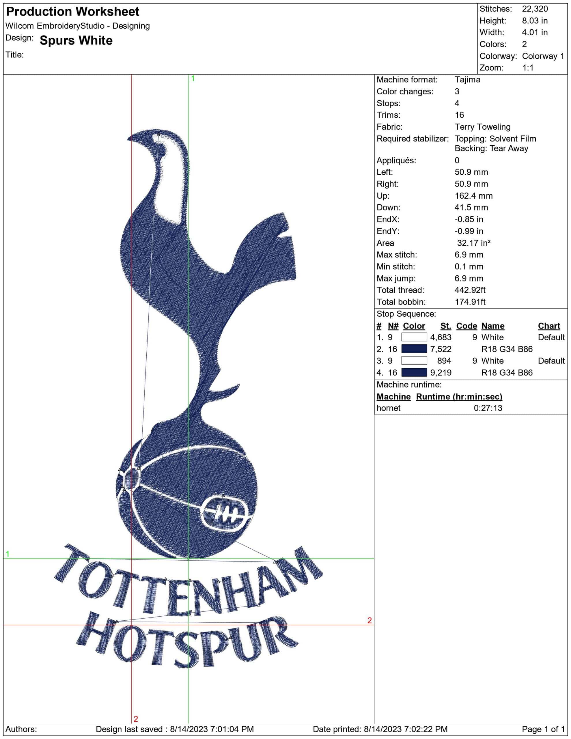 Spurs White Head embroidery design - Tottenham design machine pattern Baby toddler embroidery file instant download in a frame — view 2