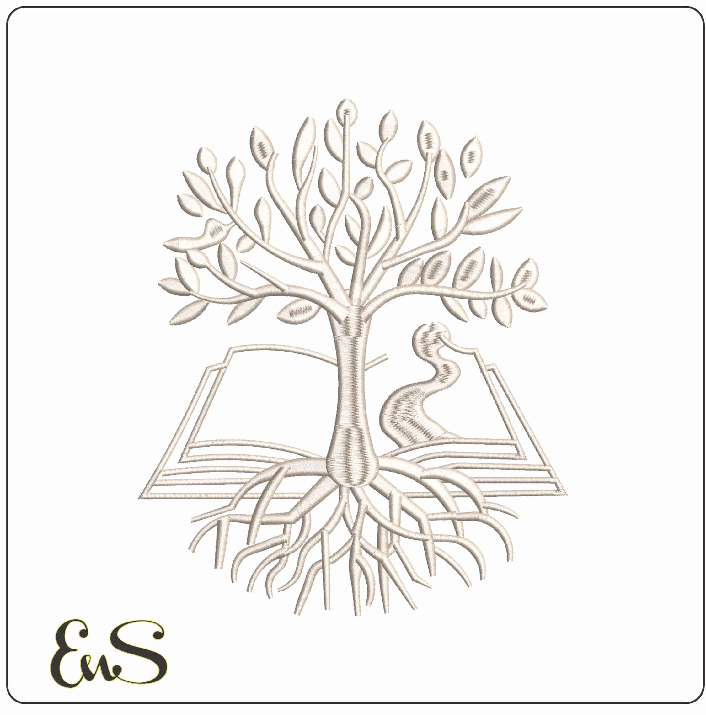 ThTree and Book   - Elegant embroidery design file-instant download