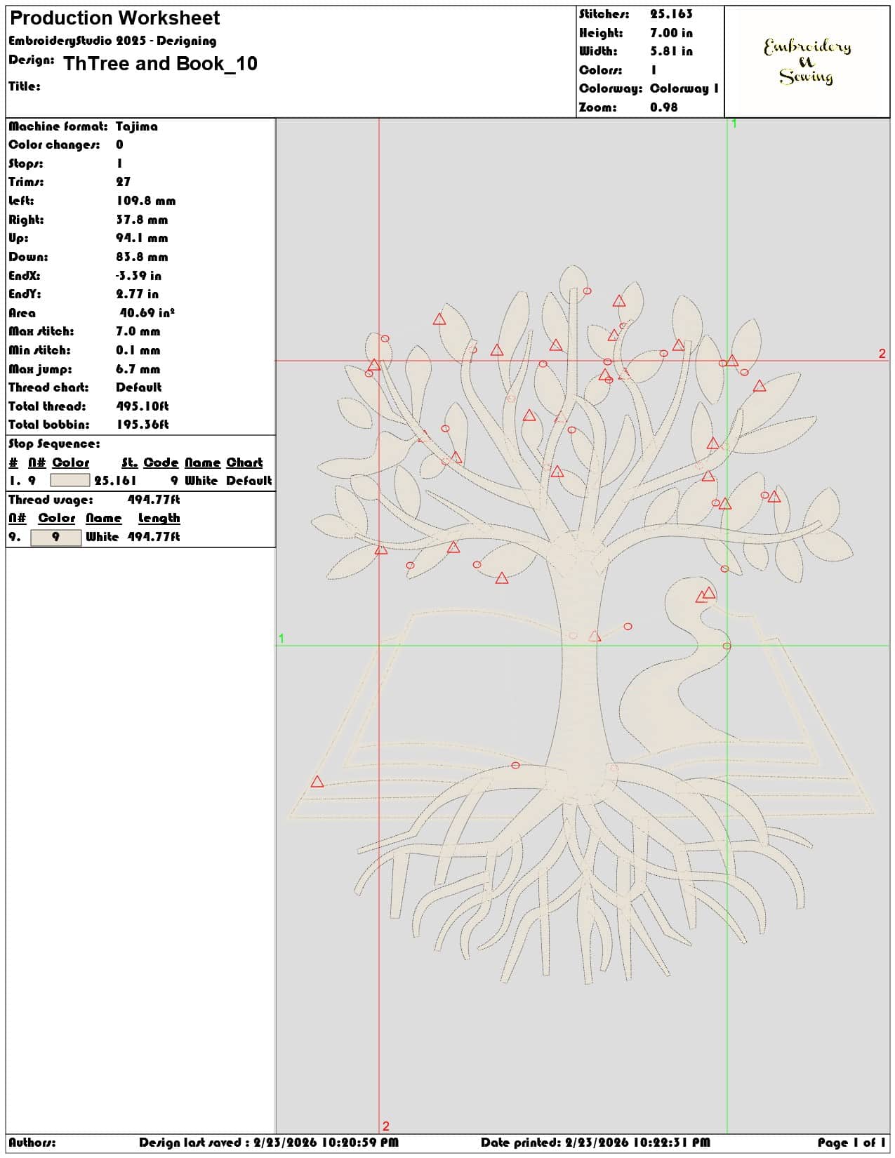ThTree and Book   - Elegant embroidery design file-instant download — view 3