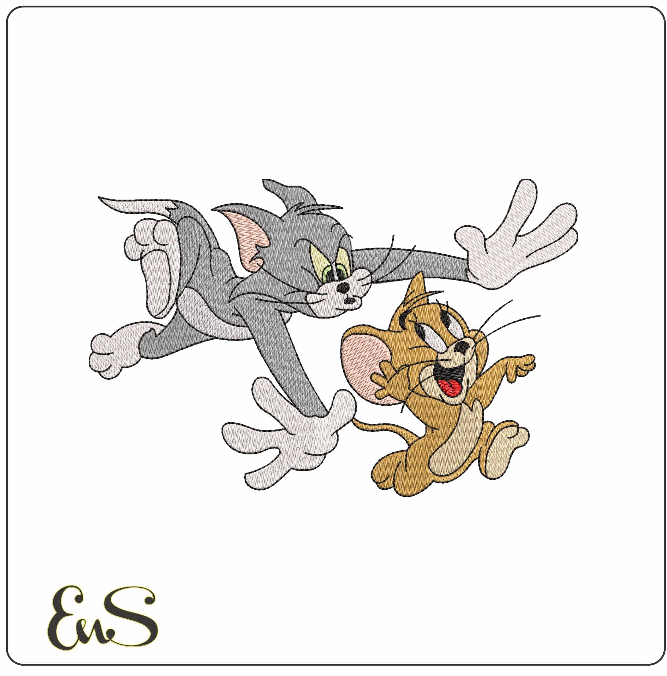 Tommy Chasing Jerry   - Elegant embroidery design file-instant download