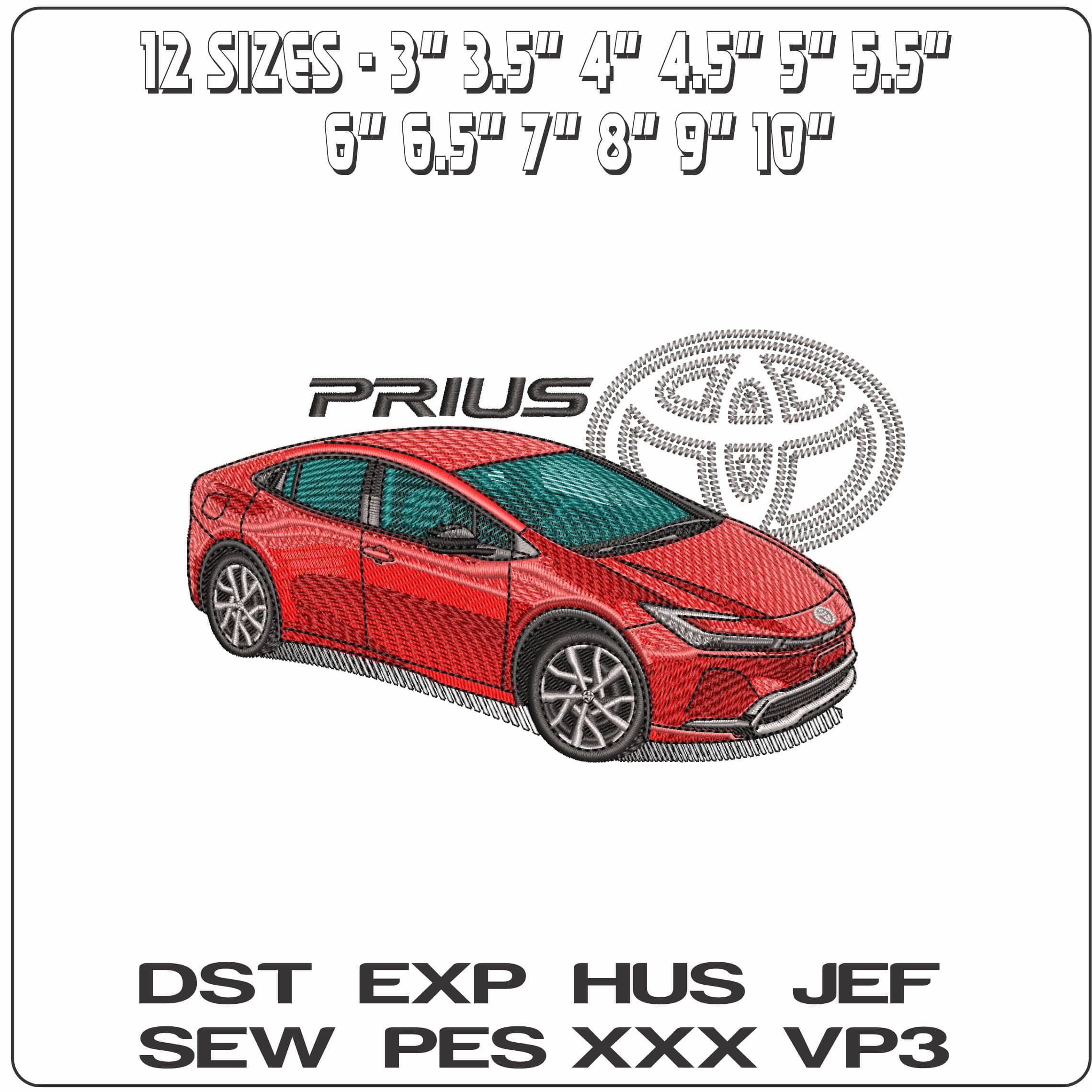 Toyota Prius with Logo   - Elegant embroidery design file-instant download — view 2