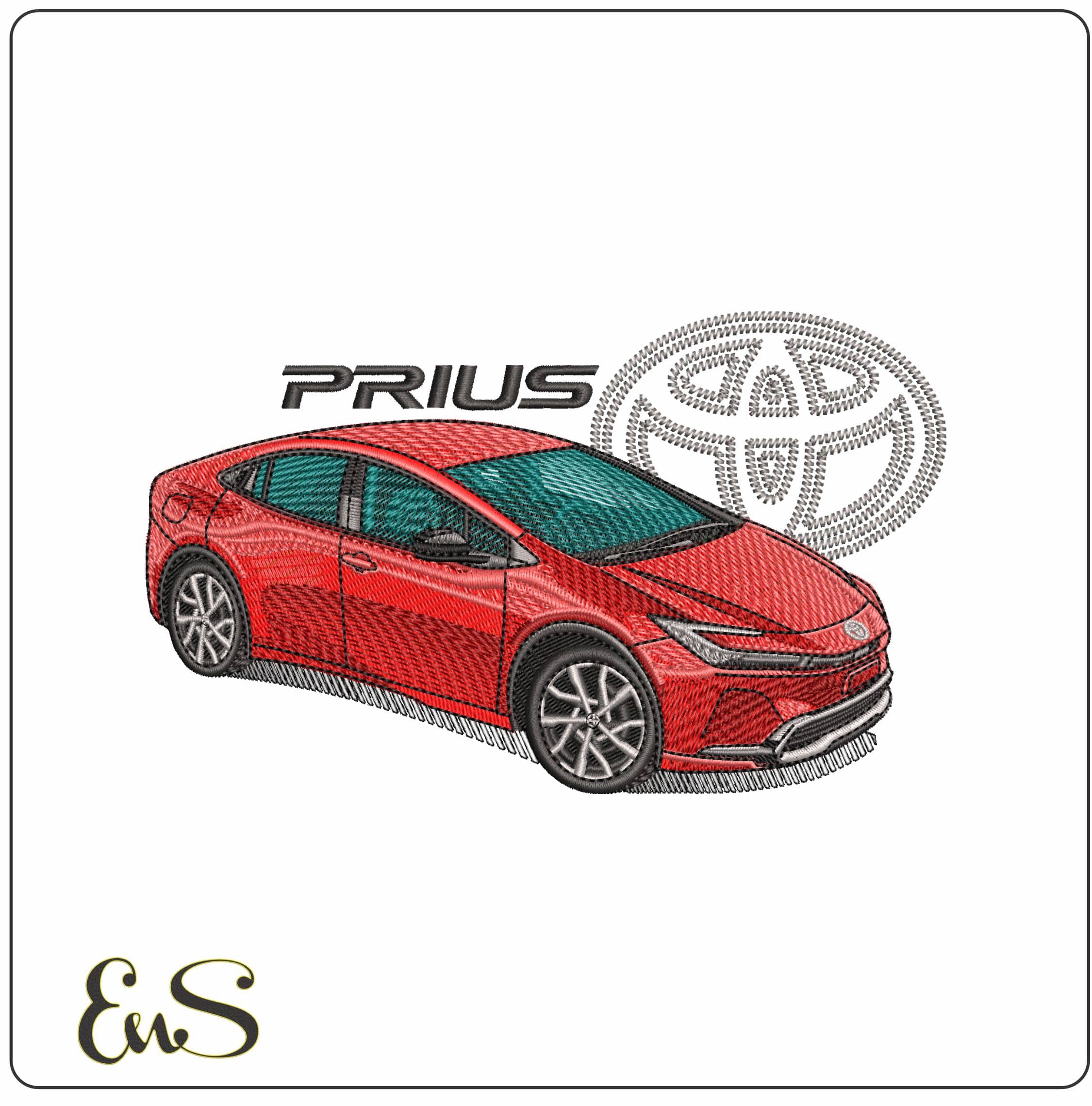 Toyota Prius with Logo   - Elegant embroidery design file-instant download