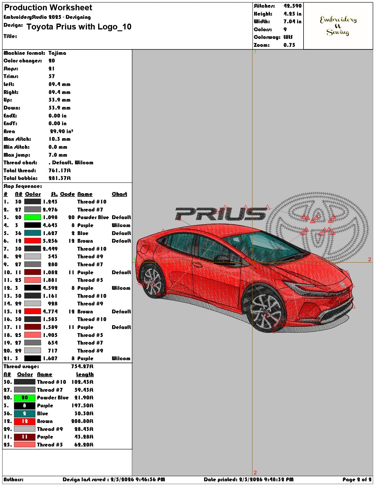 Toyota Prius with Logo   - Elegant embroidery design file-instant download — view 4