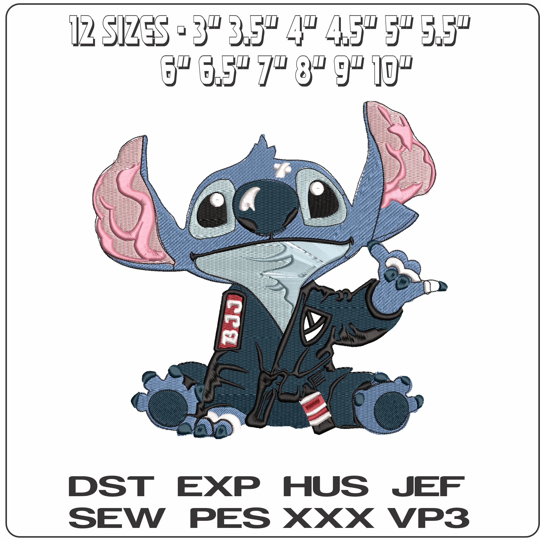 Trendy Stitch Sitting Lilo and Stitch   - Elegant embroidery design file-instant download — view 2