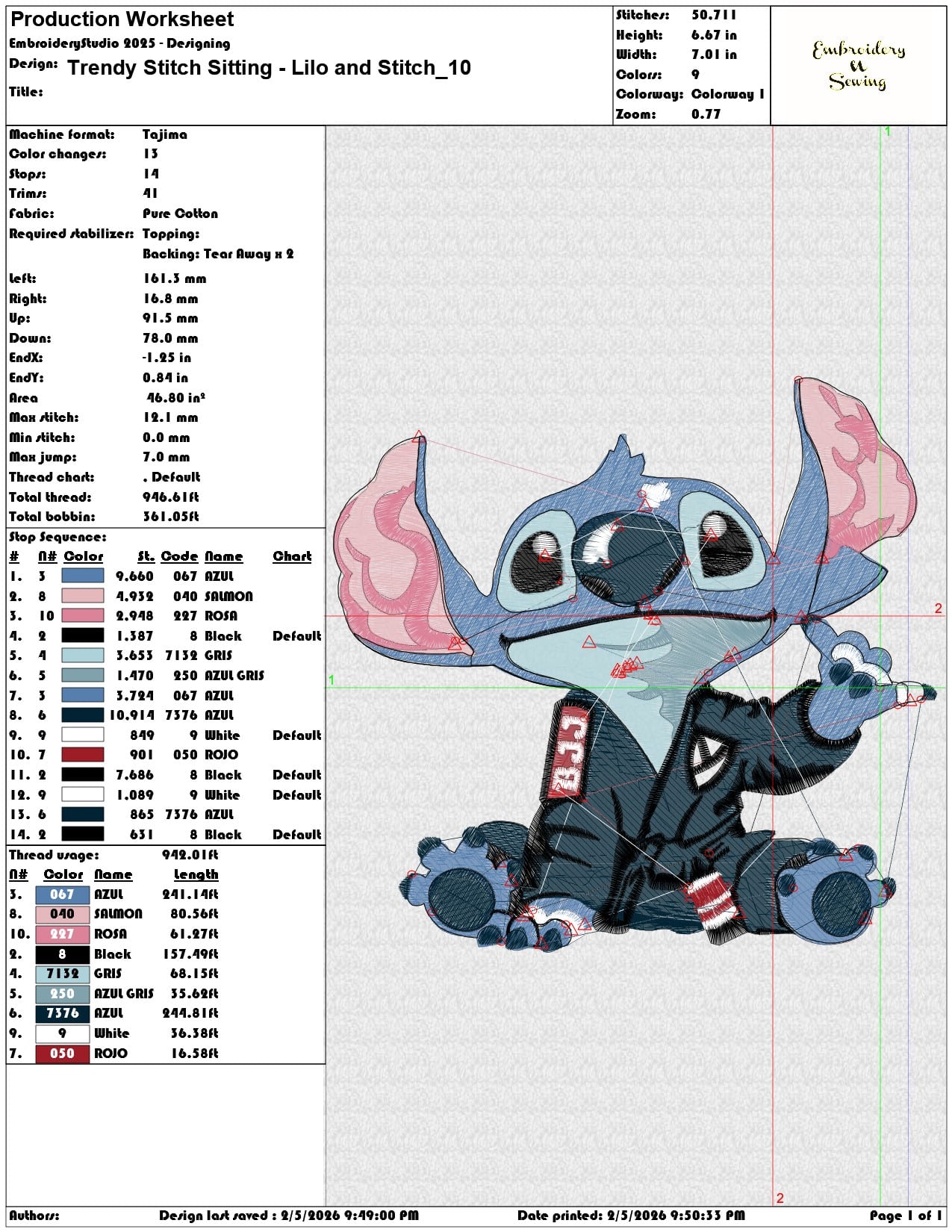 Trendy Stitch Sitting Lilo and Stitch   - Elegant embroidery design file-instant download — view 3