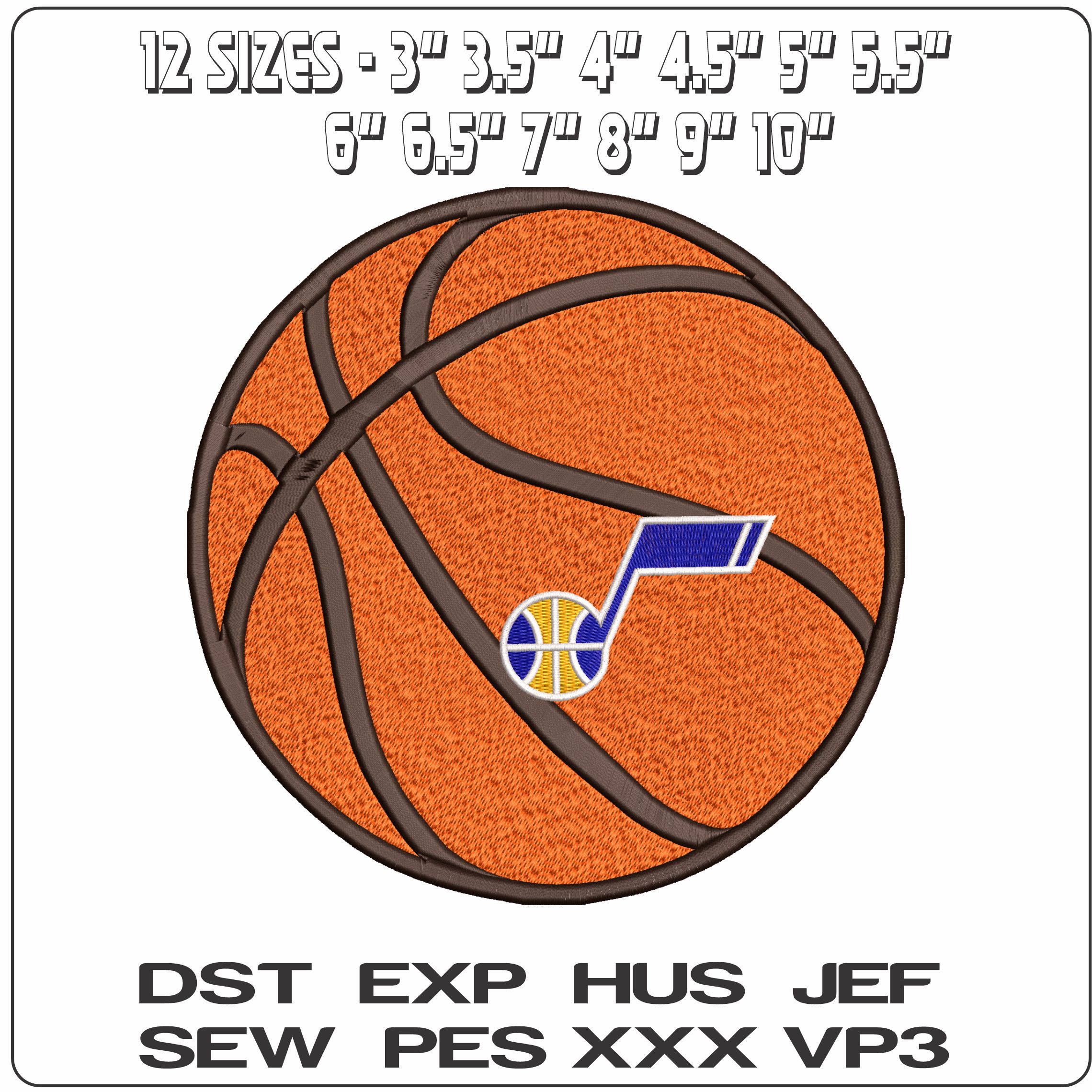 Utah Jazz Note Basketball NBA   - Elegant embroidery design file-instant download — view 2