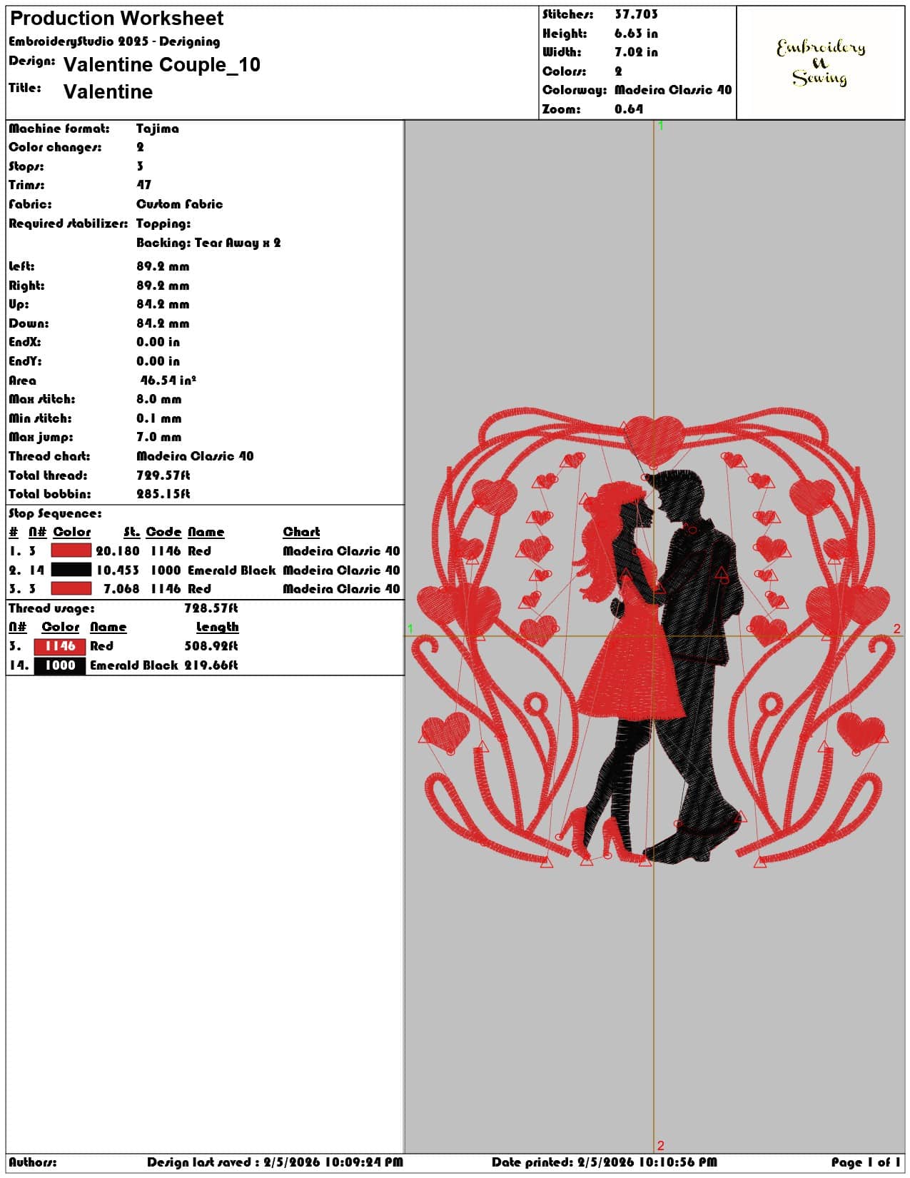 Valentine Couple   - Elegant embroidery design file-instant download — view 3