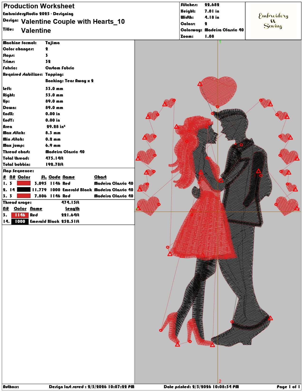 Valentine Couple with Hearts   - Elegant embroidery design file-instant download — view 3