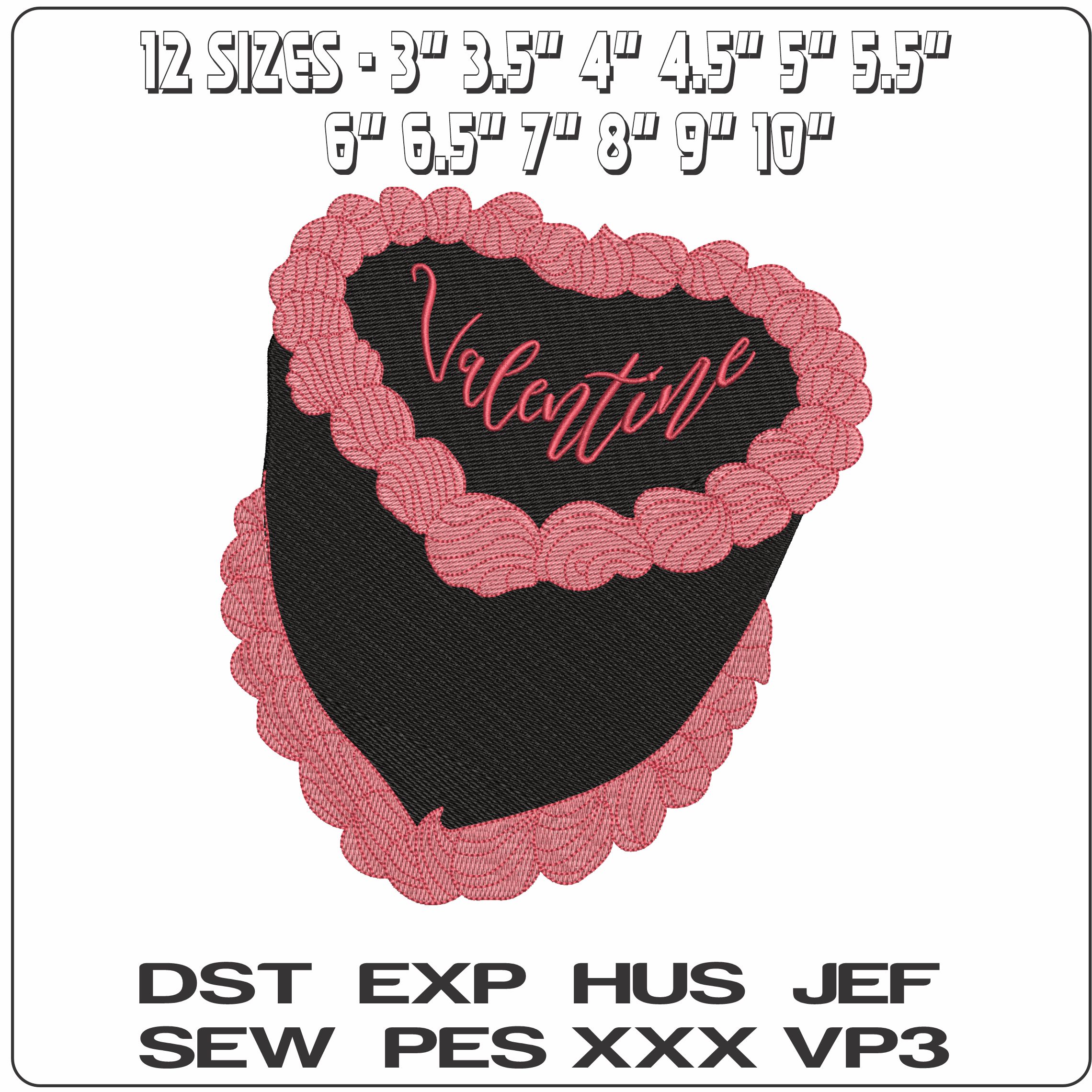 Valentine Heart cake   - Elegant embroidery design file-instant download — view 2