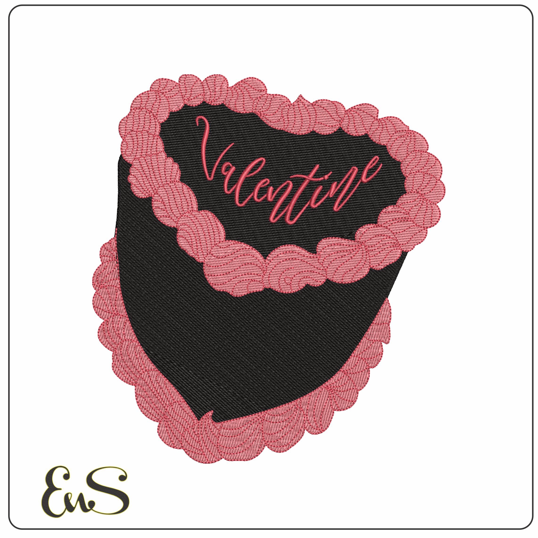 Valentine Heart cake   - Elegant embroidery design file-instant download