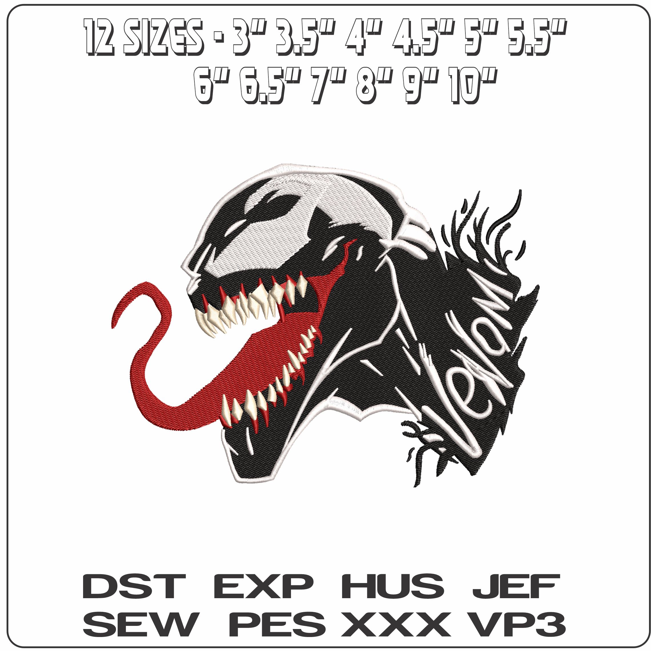 Venom Marvel Comic   - Elegant embroidery design file-instant download — view 2