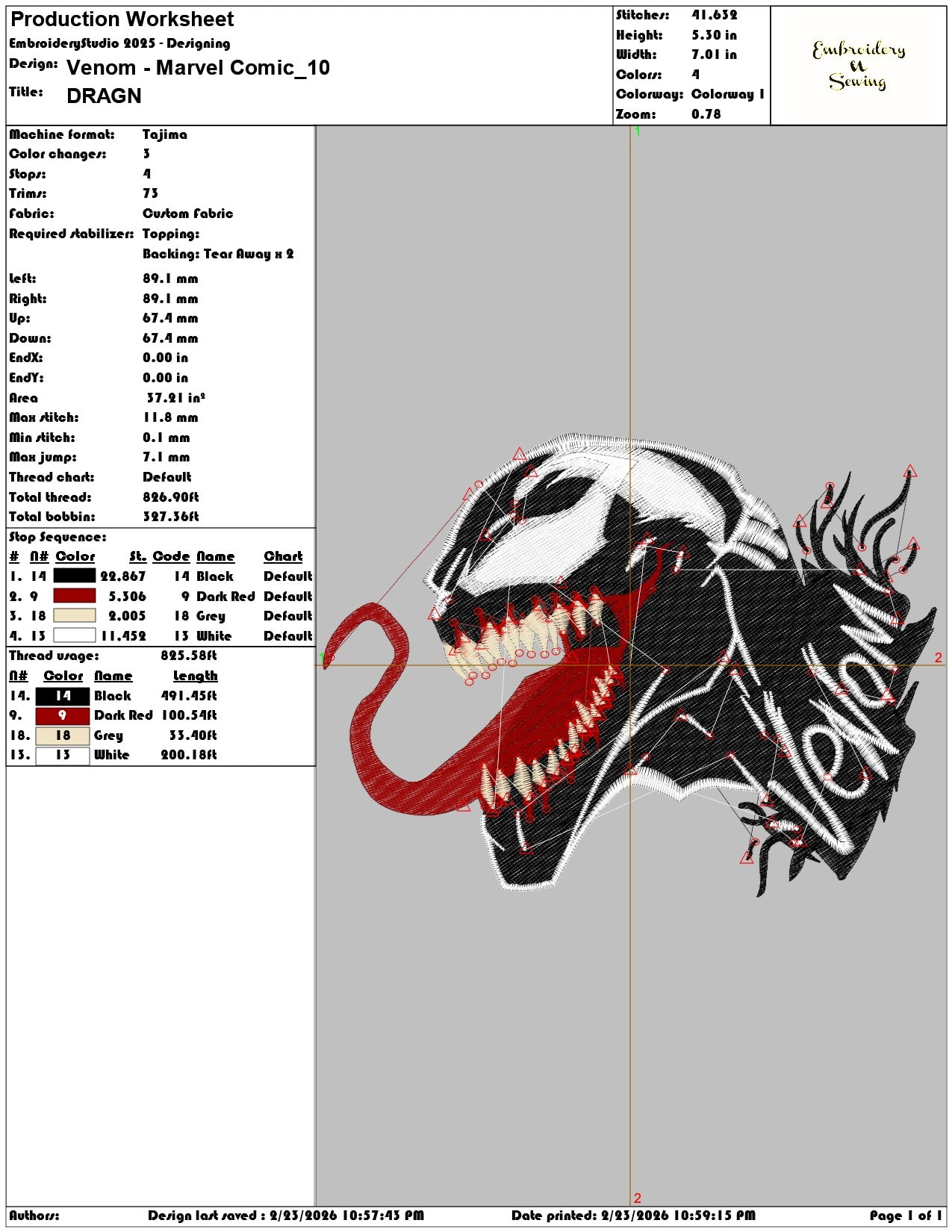 Venom Marvel Comic   - Elegant embroidery design file-instant download — view 3