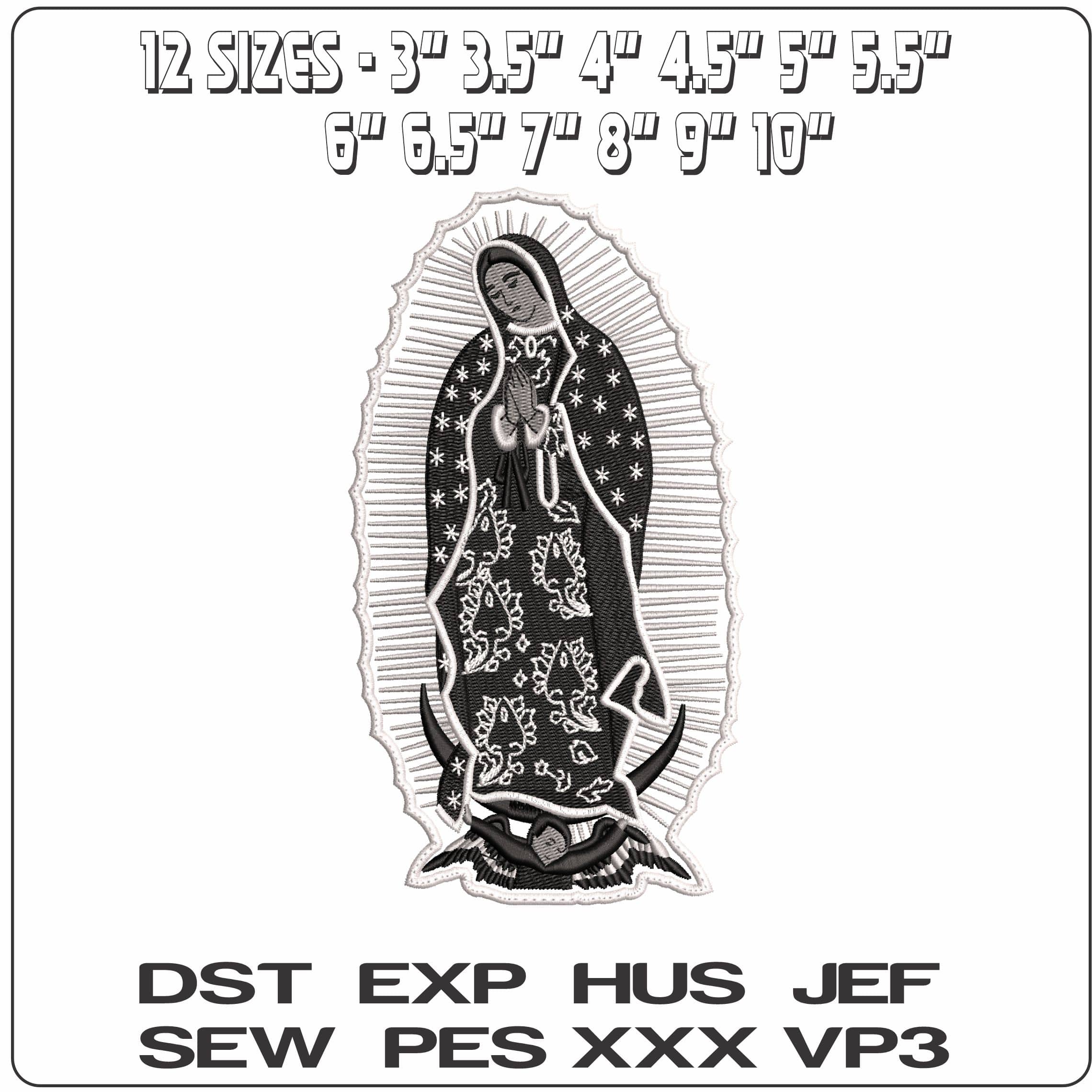 Virgin Mary Full praying 2 colour   - Elegant embroidery design file-instant download — view 2