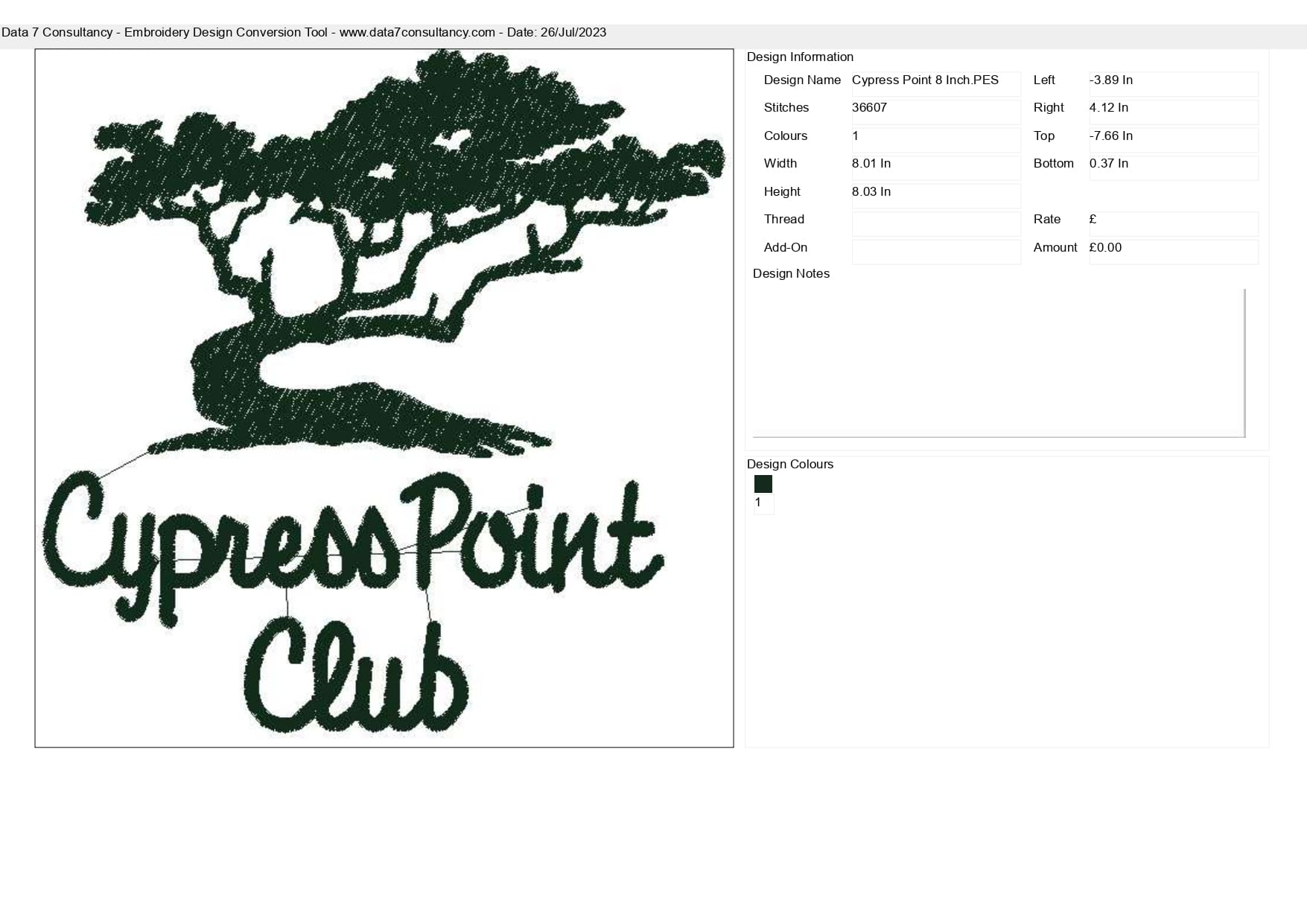 Cypress Point embroidery design - Golf course Logo design machine pattern Sports embroidery file instant download in a frame — view 2
