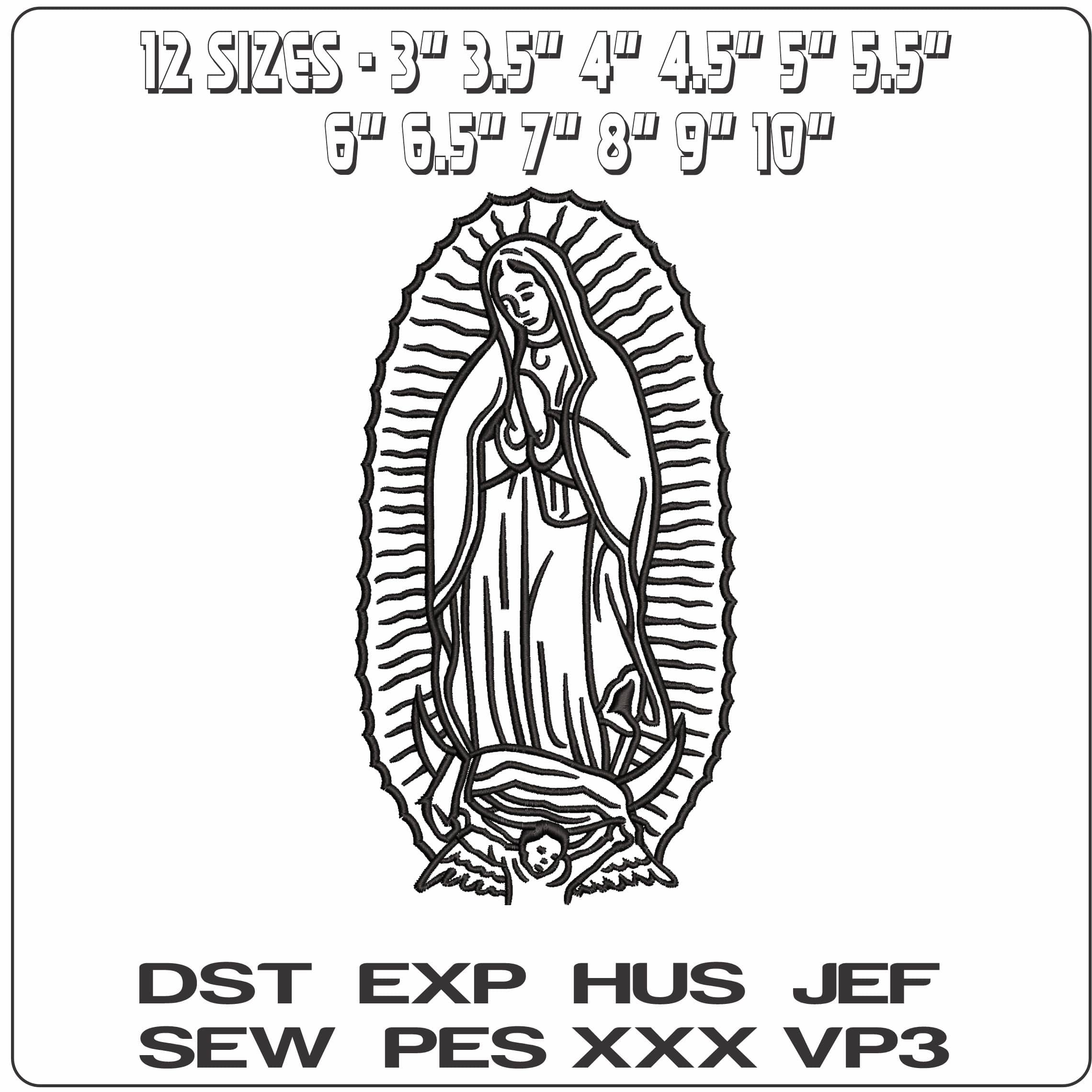 Virgin Mary Full praying Line   - Elegant embroidery design file-instant download — view 2