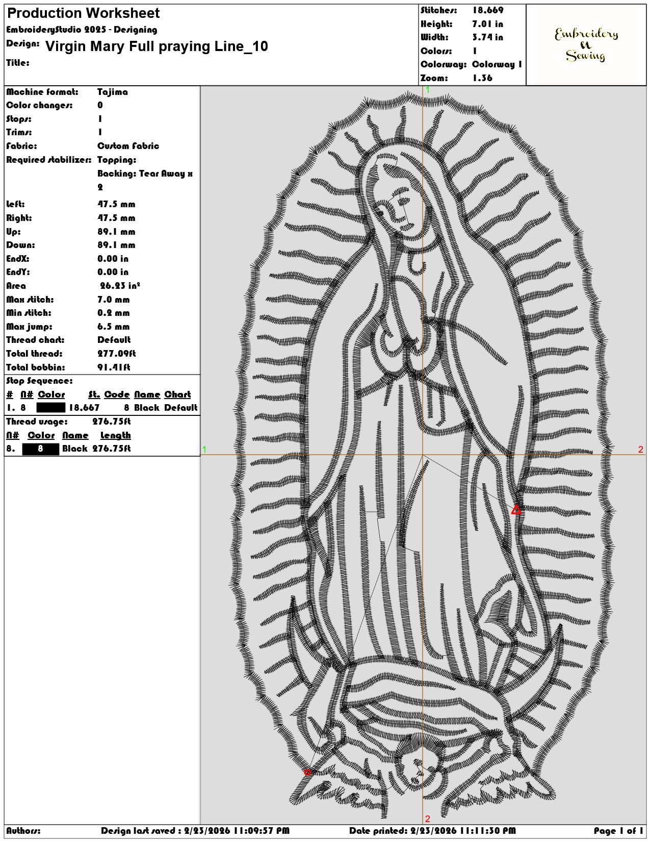 Virgin Mary Full praying Line   - Elegant embroidery design file-instant download — view 3
