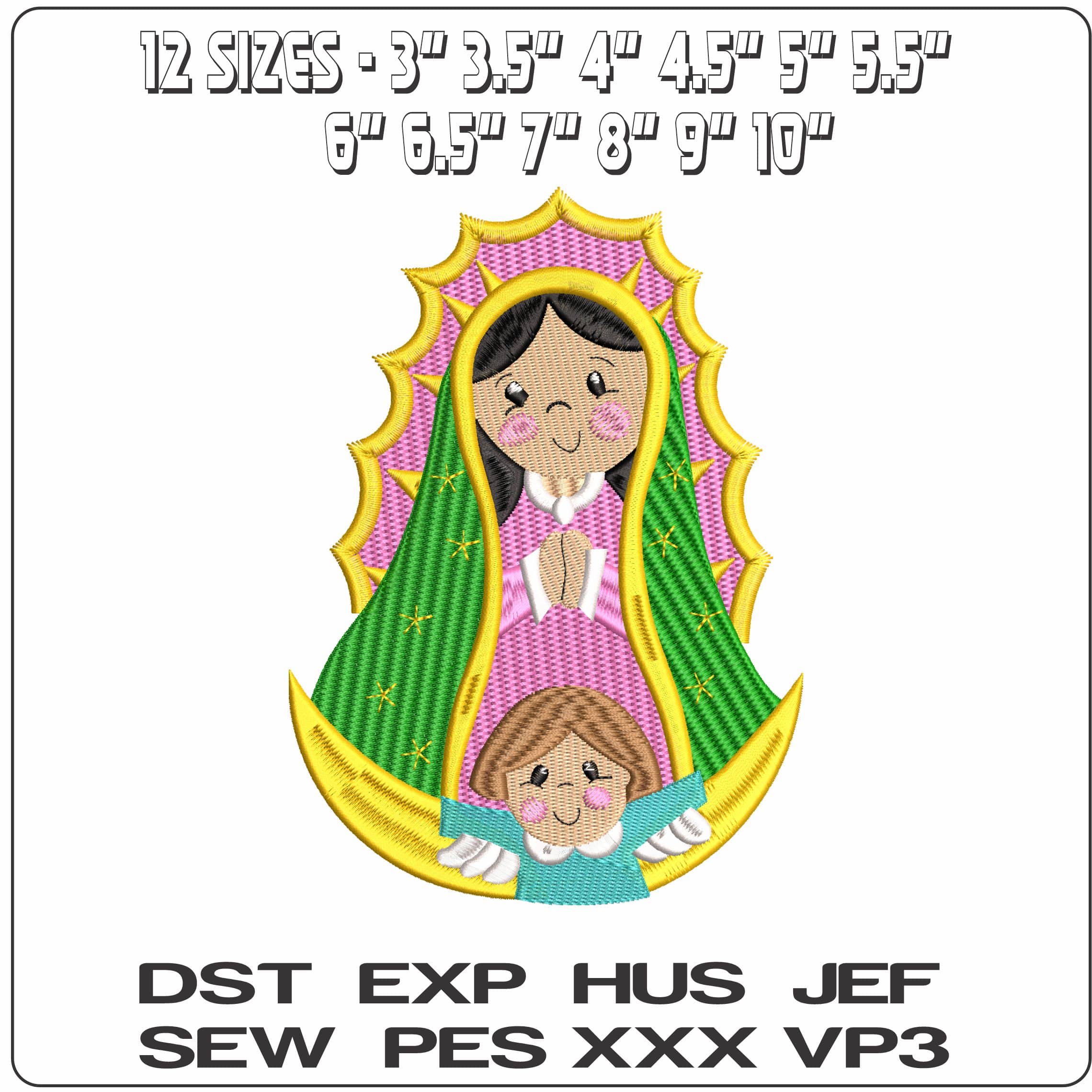 Virgin Mary praying Cartoon   - Elegant embroidery design file-instant download — view 2