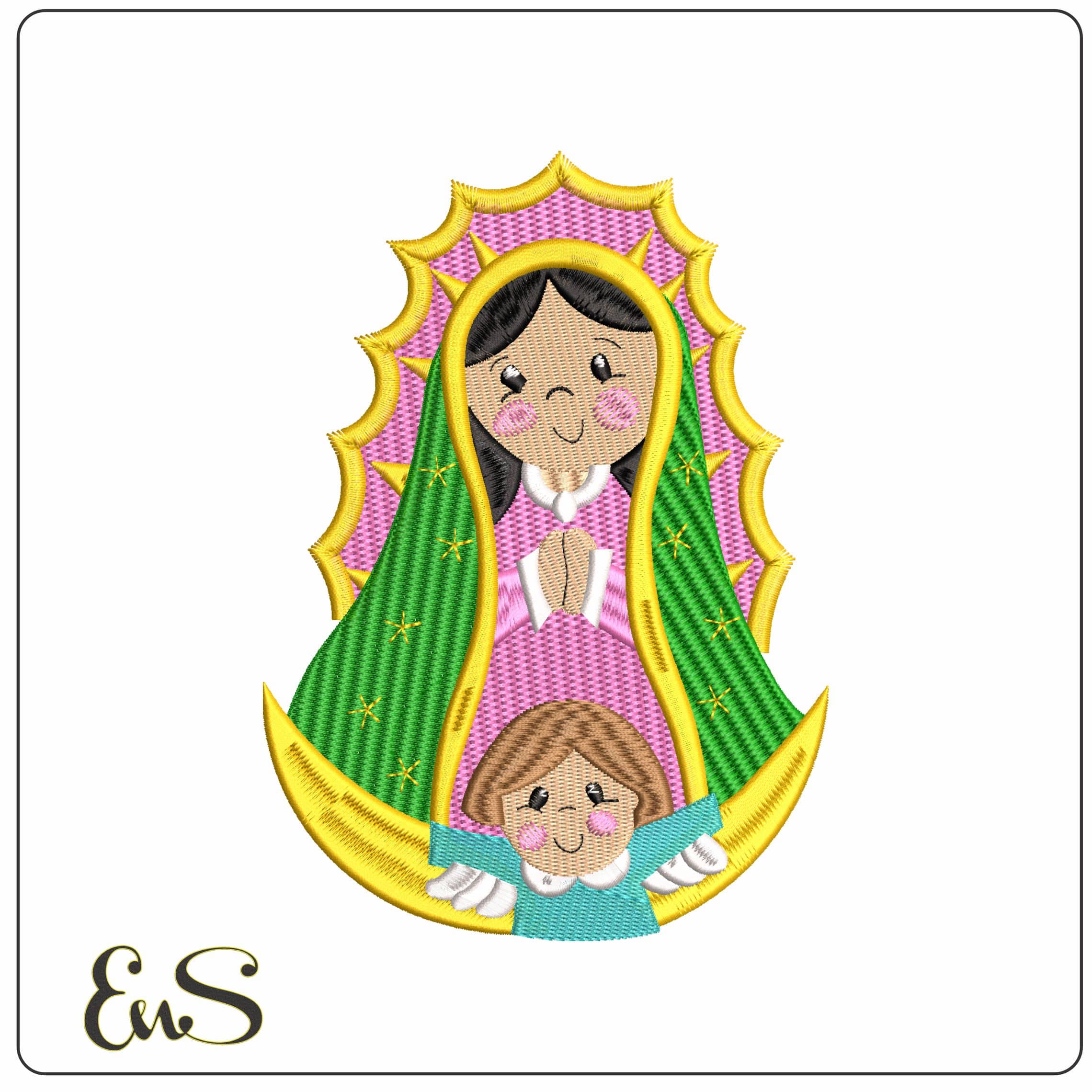 Virgin Mary praying Cartoon   - Elegant embroidery design file-instant download