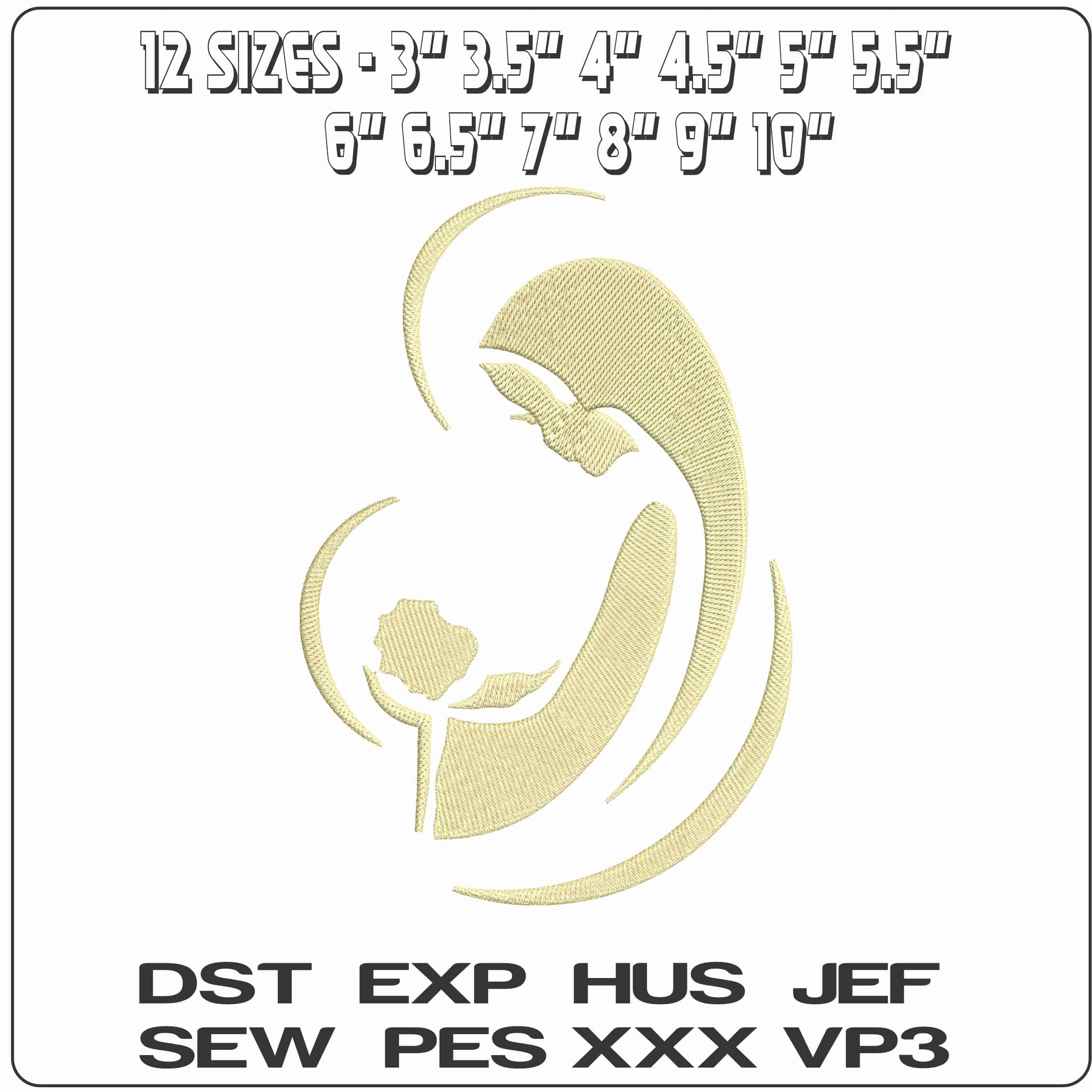 Virgin Mary Shilotte   - Elegant embroidery design file-instant download — view 2