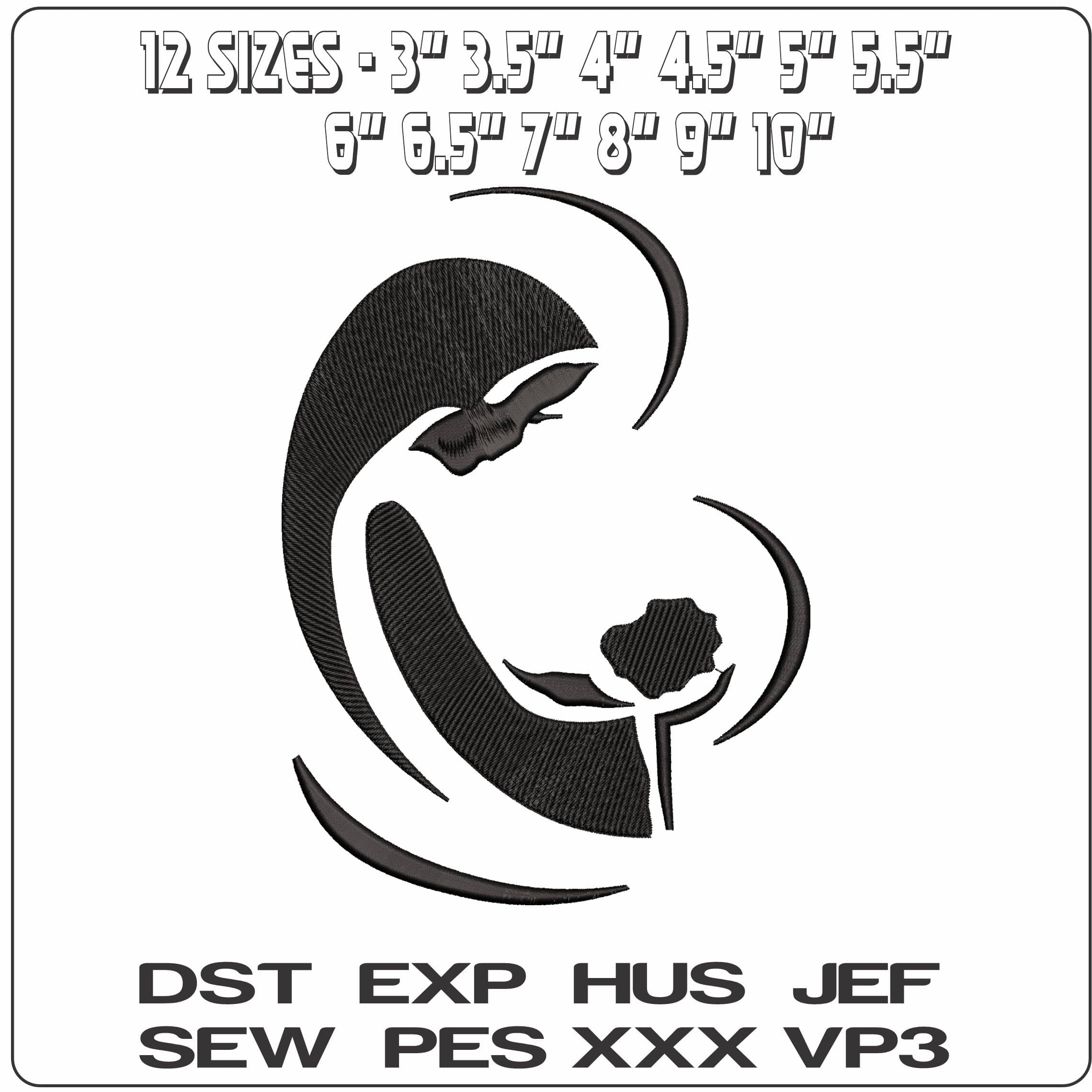 Virgin Mary Shilotte mix   - Elegant embroidery design file-instant download — view 2