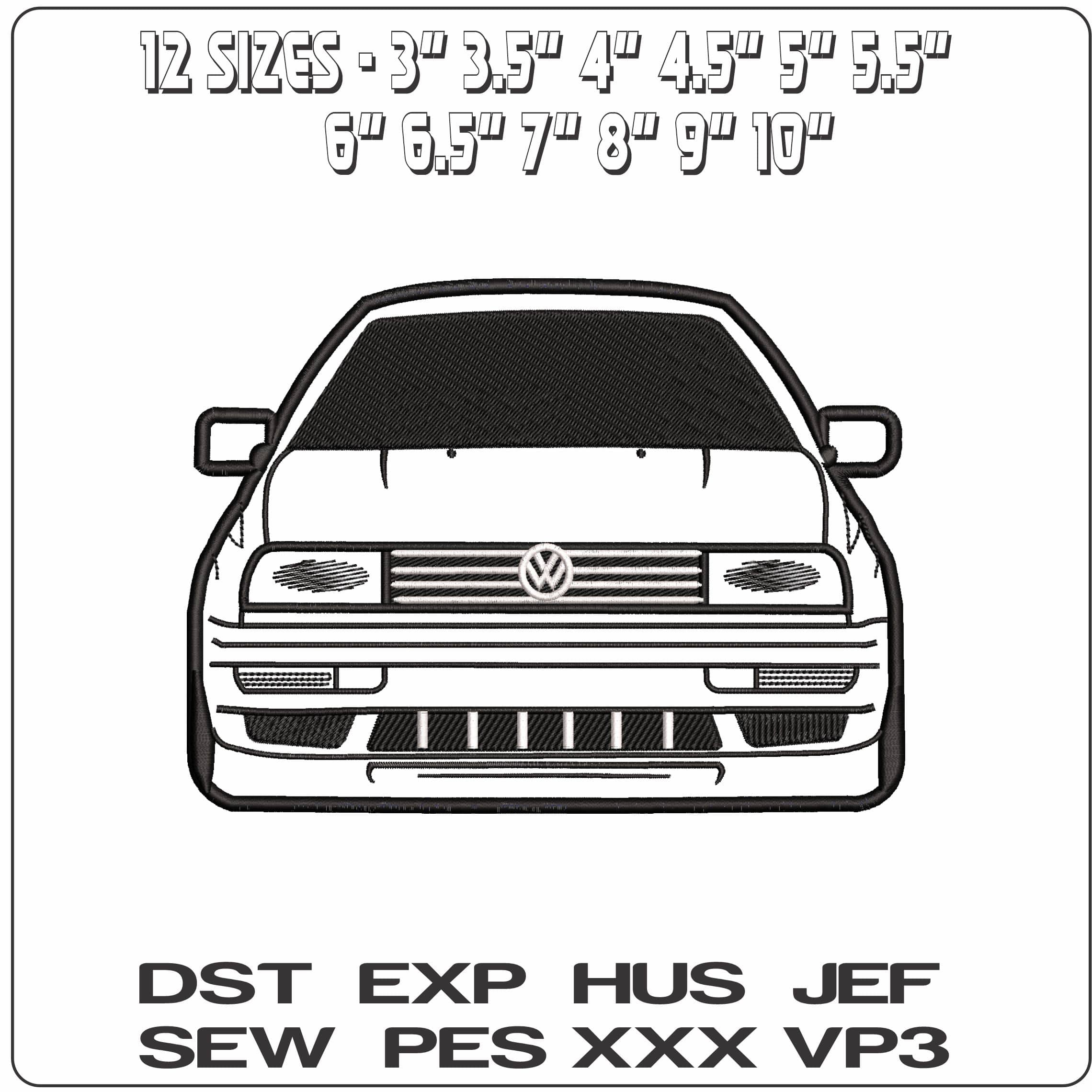 VW Car Outline    - Elegant embroidery design file-instant download — view 2