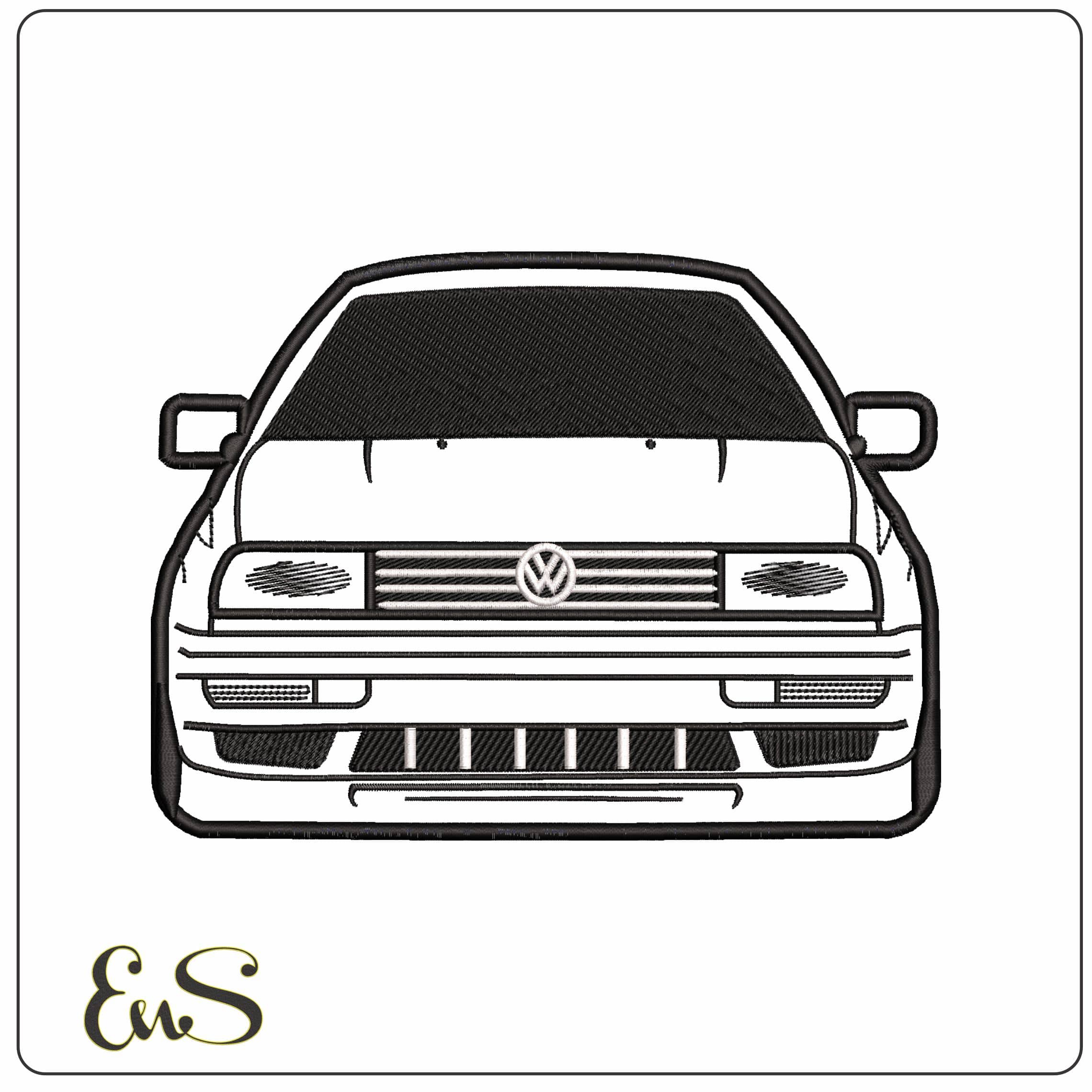 VW Car Outline    - Elegant embroidery design file-instant download